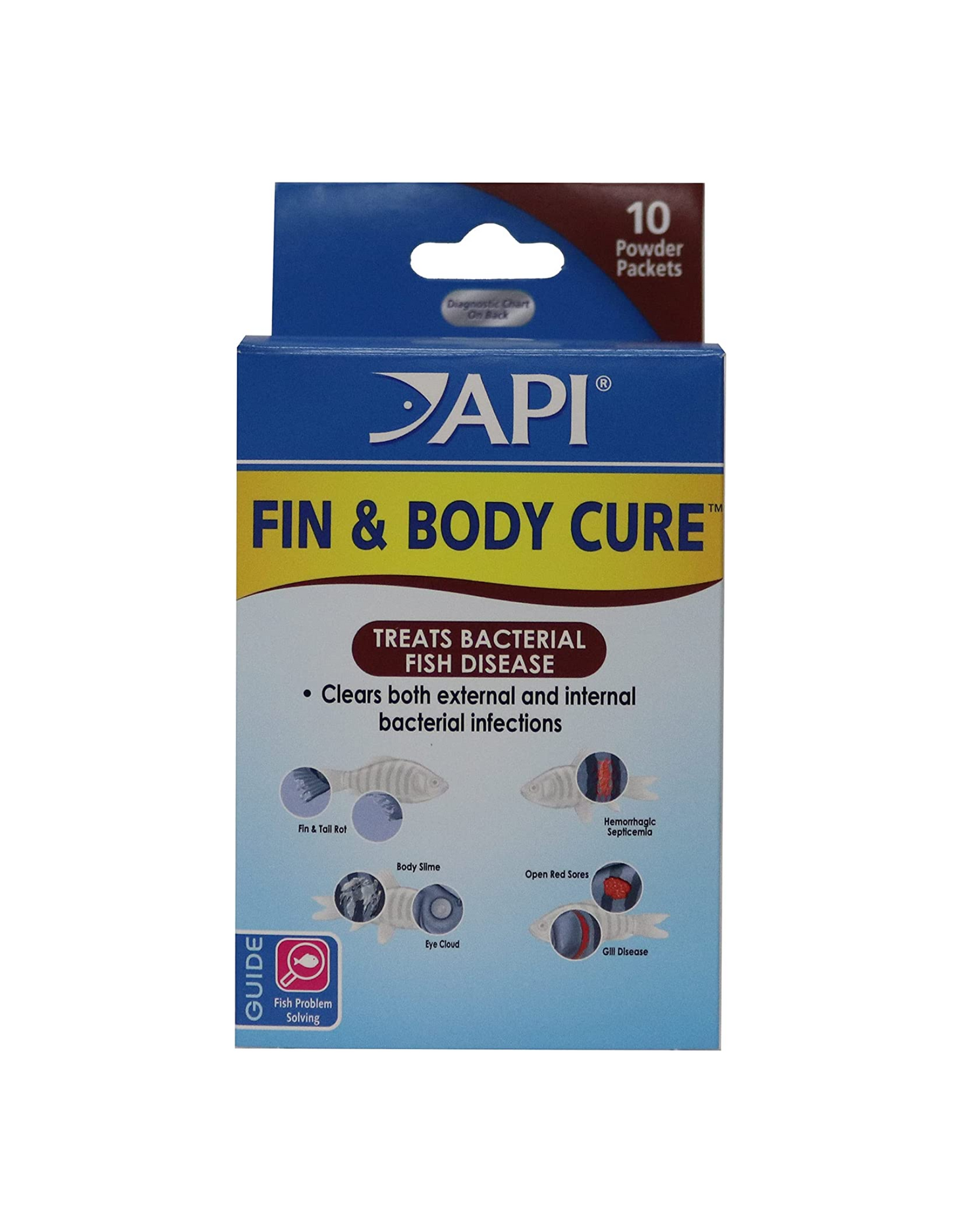 API FIN & BODY CURE, Treats Bacterial Fish Disease, 10 Ct