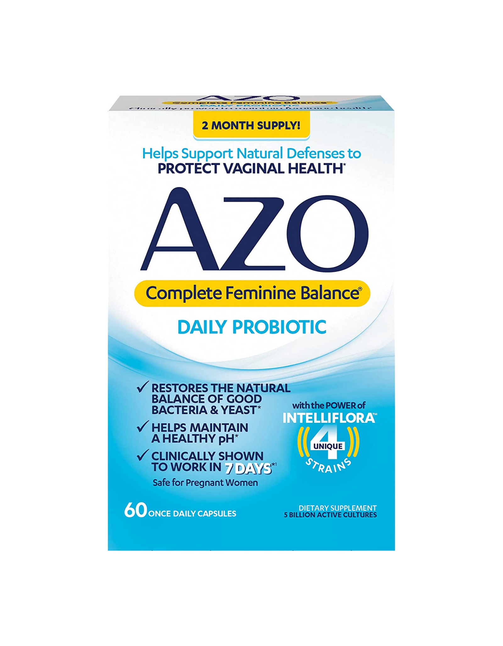 AZO Complete Feminine Balance Daily Probiotics, Help Protect Vaginal Health, 60 Count
