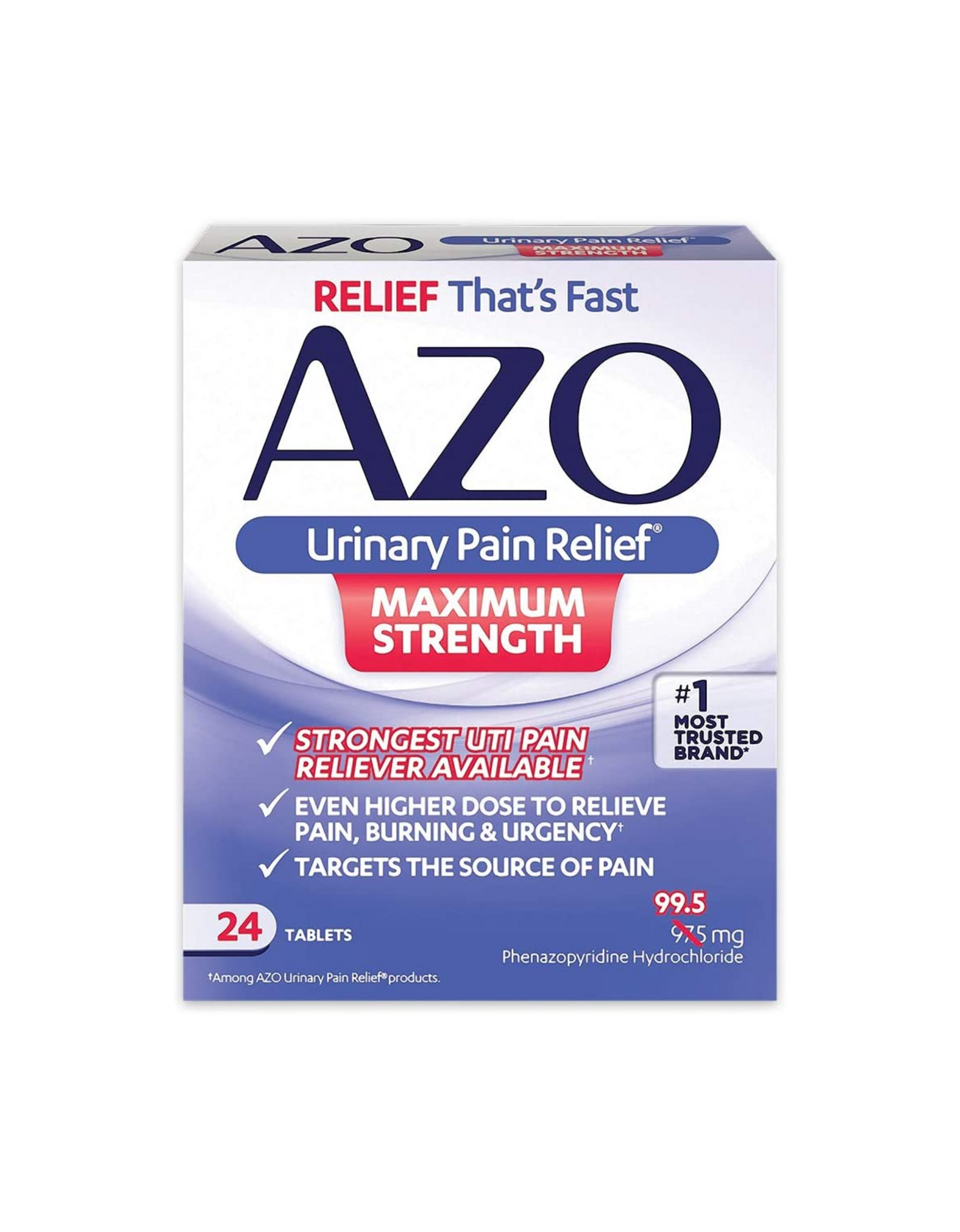 AZO Urinary Pain Relief Maximum Strength, Fast UTI Pain Relief, 24 Ct