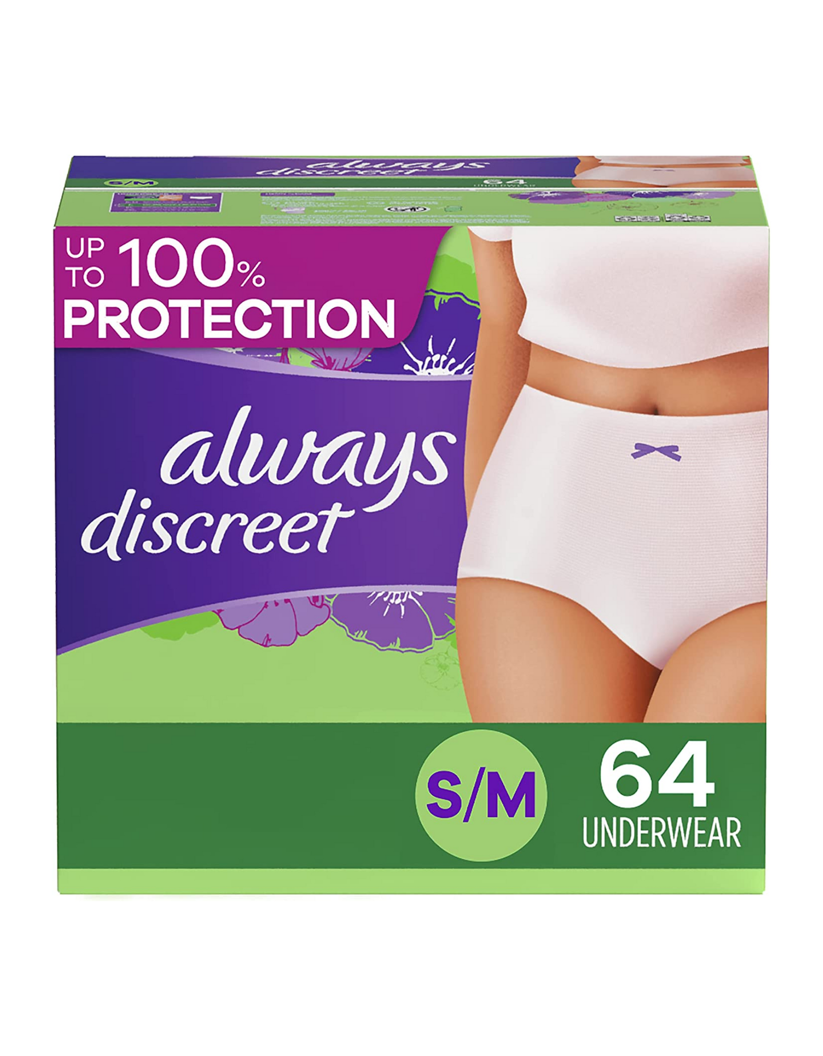 Always Discreet Incontinence & Postpartum Incontinence Underwear, Small/Medium, Maximum Protection, 32 Ct (Pack of 2) Packaging may vary