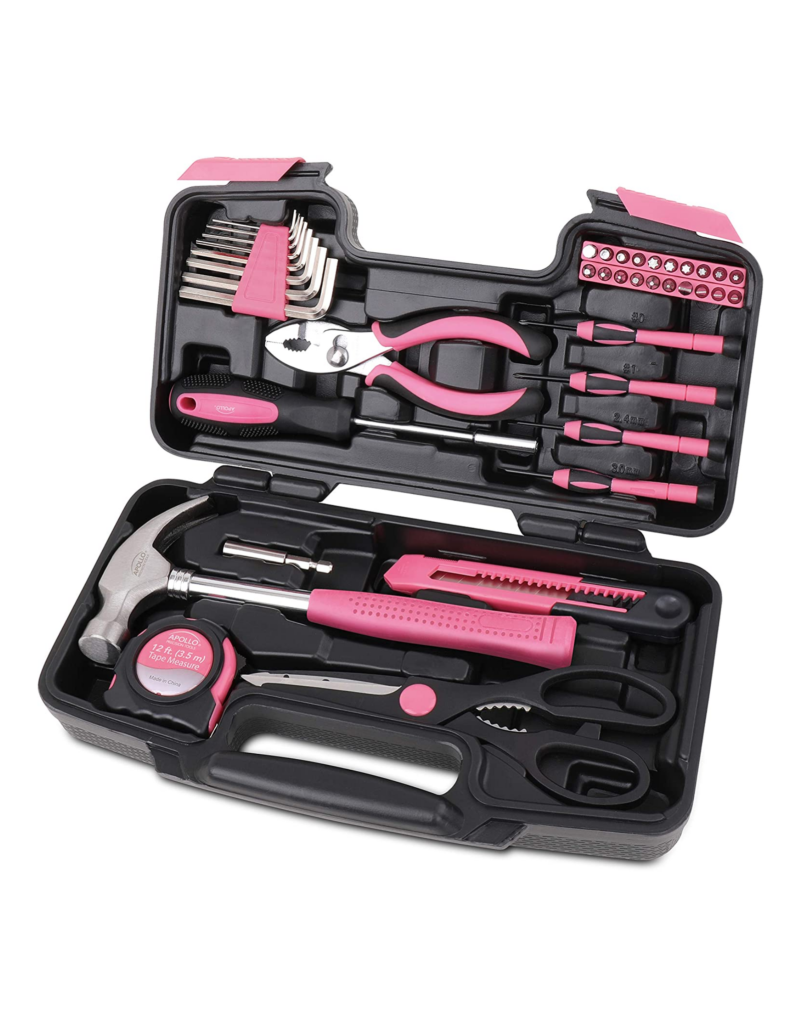 Apollo Tools Original 39 Piece General Household Tool Set, Pink