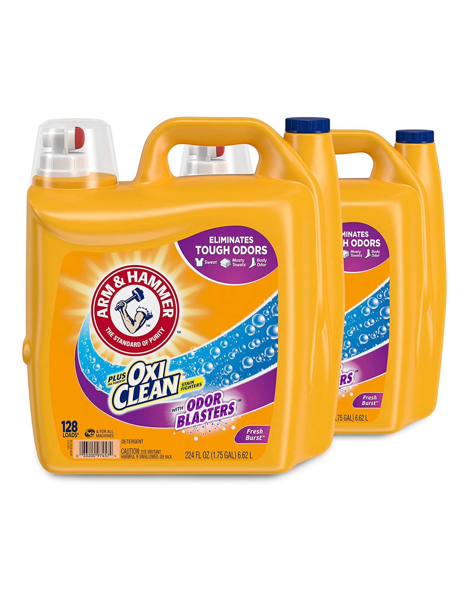 Arm & Hammer Plus Oxiclean Odor Blasters Liquid Laundry Detergent, Fresh Burst, 224 Oz (Pack of 2)