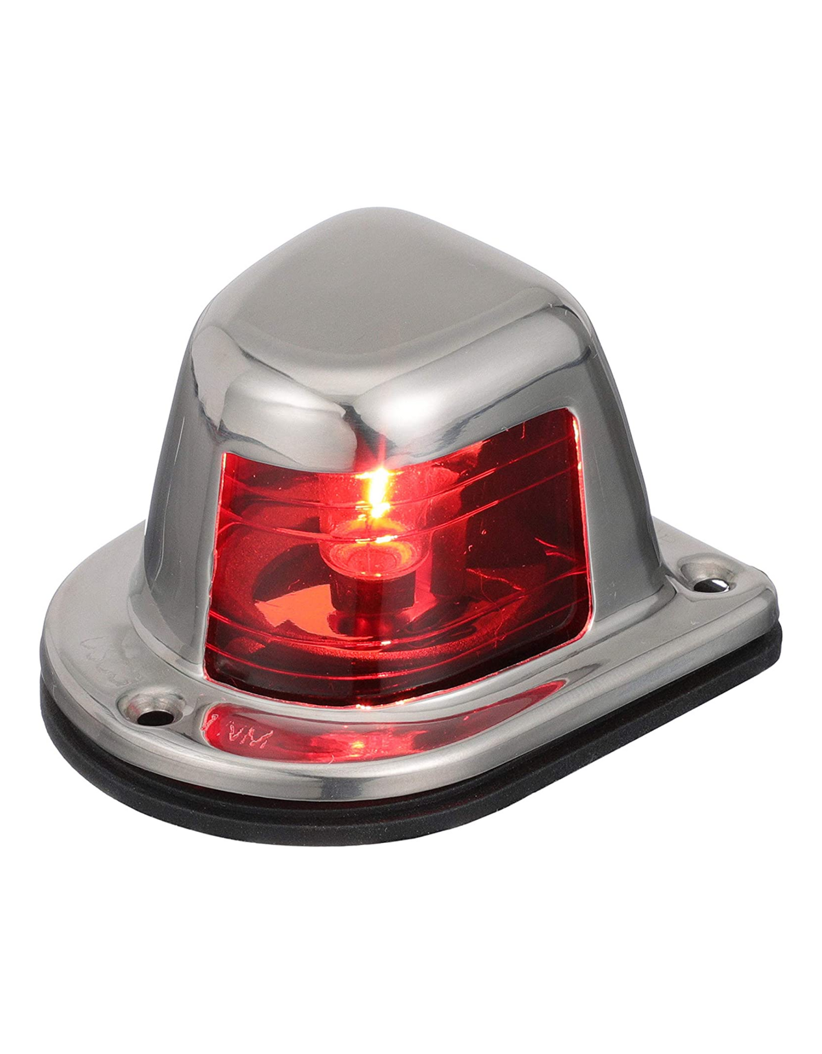Attwood Stainless Steel 1-Mile Deck Mount Sidelight, 12 Volts, Red Lens