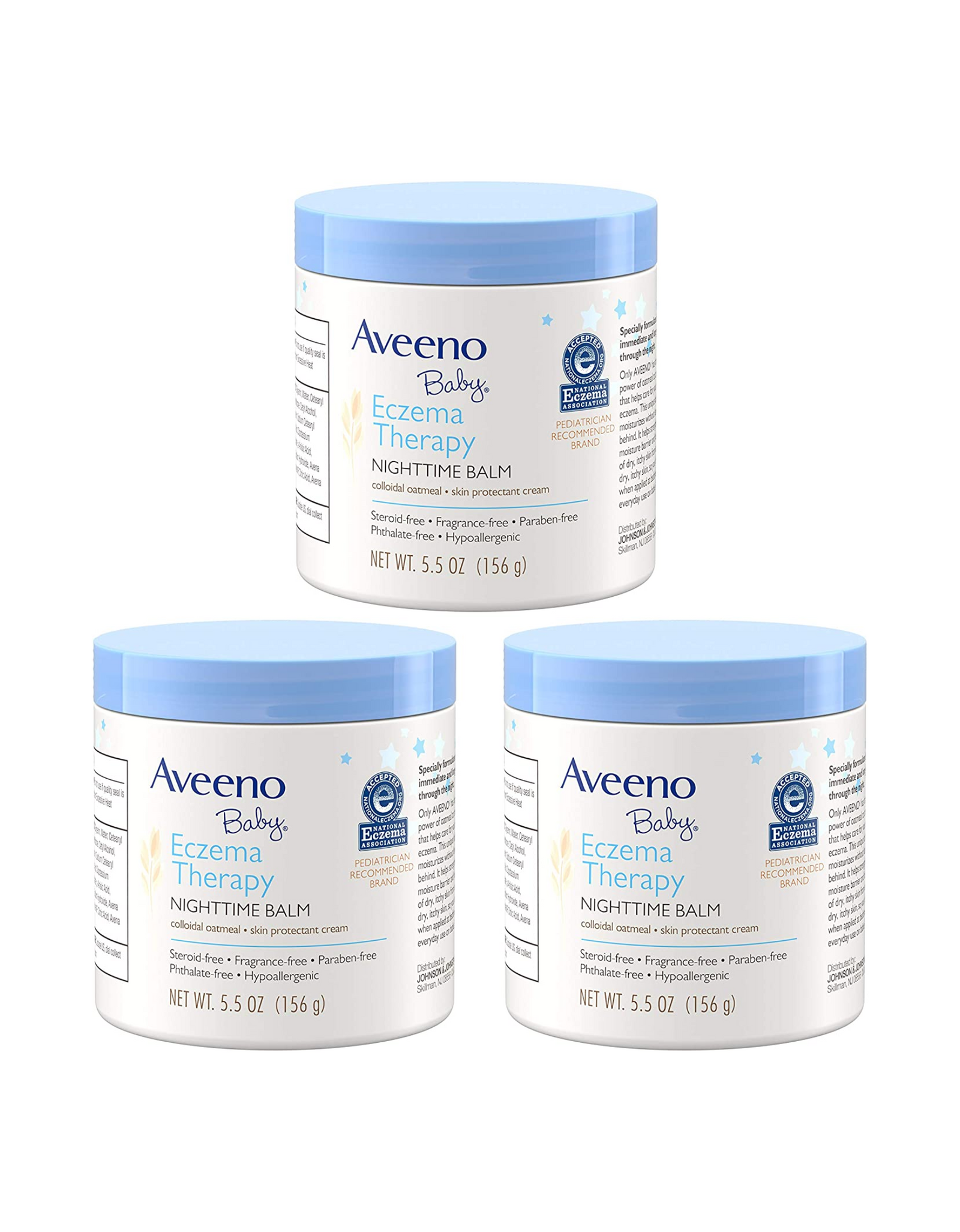Aveeno Baby Eczema Therapy Nighttime Balm, Colloidal Oatmeal & Ceramide, 5.5 oz (Pack of 3)