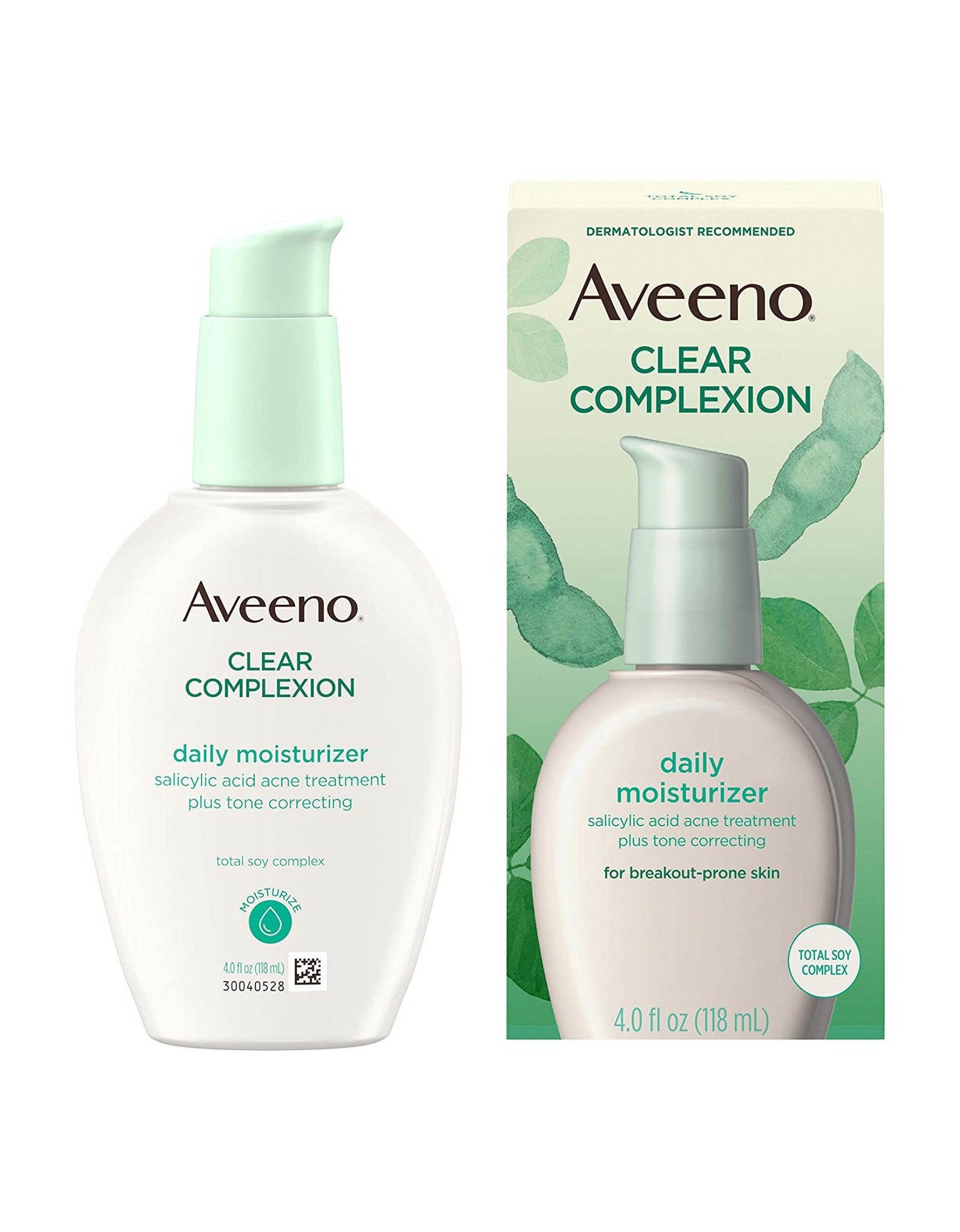 Aveeno Clear Complexion Salicylic Acid Acne-Fighting Daily Face Moisturizer- with Total Soy Complex, 4 fl oz