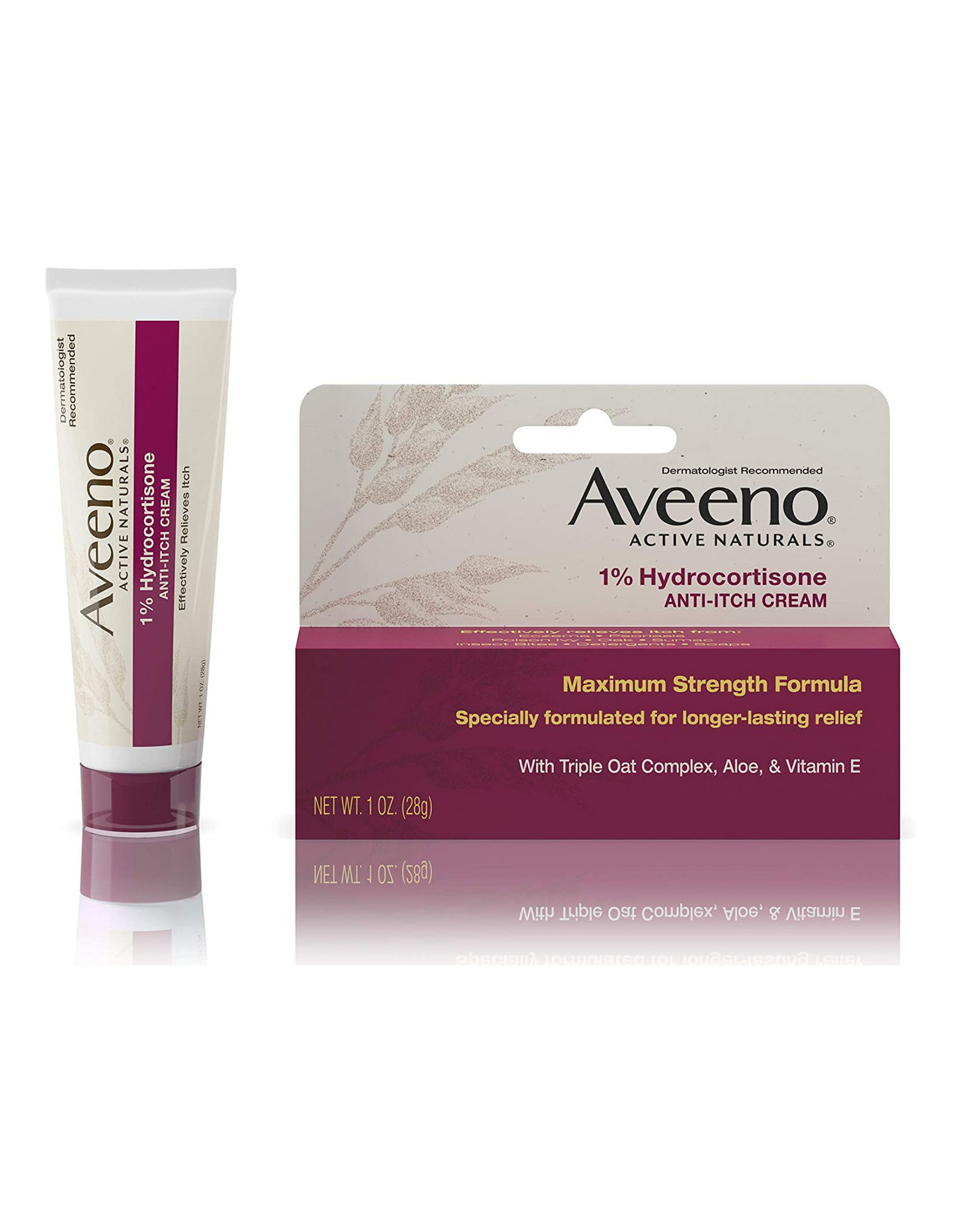 Aveeno Maximum Strength 1% Hydrocortisone Anti-Itch Cream with Triple Oat Complex, Aloe & Vitamin E, 1 oz (Pack of 1)