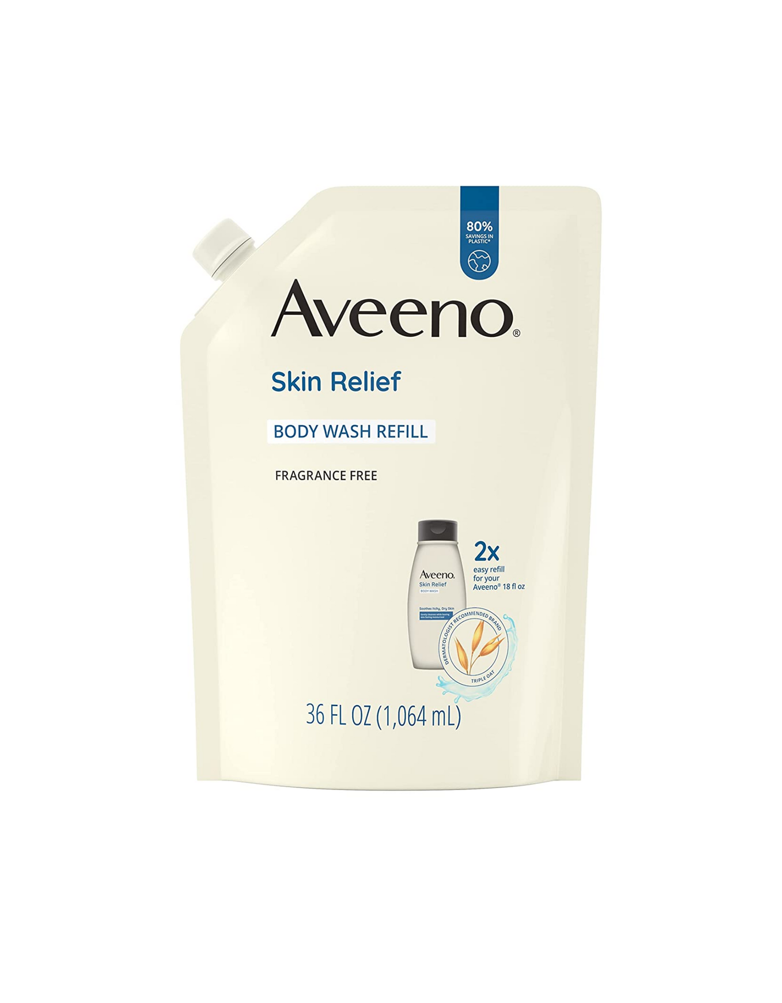 Aveeno Skin Relief Body Wash Refill, Soothe Dry Itchy Skin, 36 fl oz