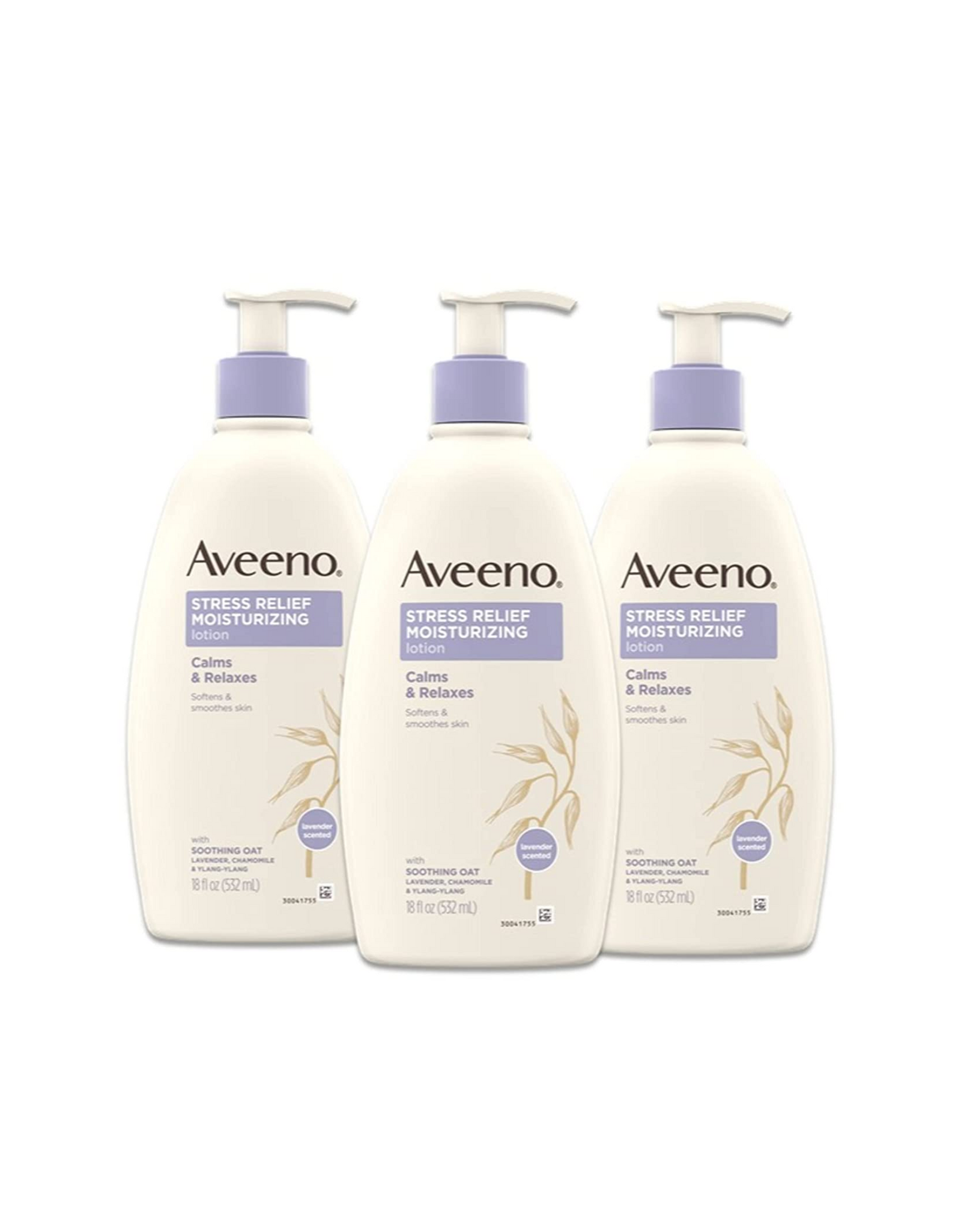 Aveeno Stress Relief Moisturizing Body Lotion with Soothing Oat Lavender, Chamomile & Ylang-Ylang, 18 fl oz (Pack of 3)