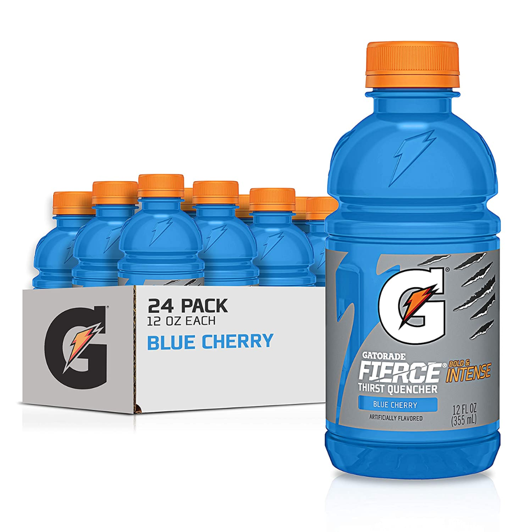 Gatorade Fierce Thirst Quencher, Blue Cherry, 12 fl oz (Pack of 24)