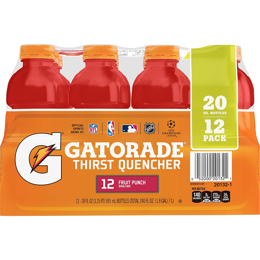 Gatorade Thirst Quencher, Fruit Punch, 20 Ounce - Pack of 12