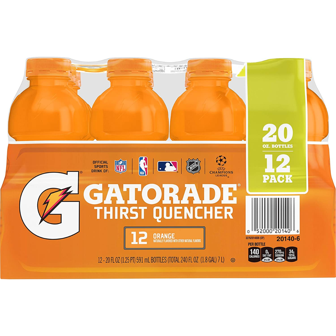 Gatorade Thirst Quencher, Orange, 20 Ounce - Pack of 12