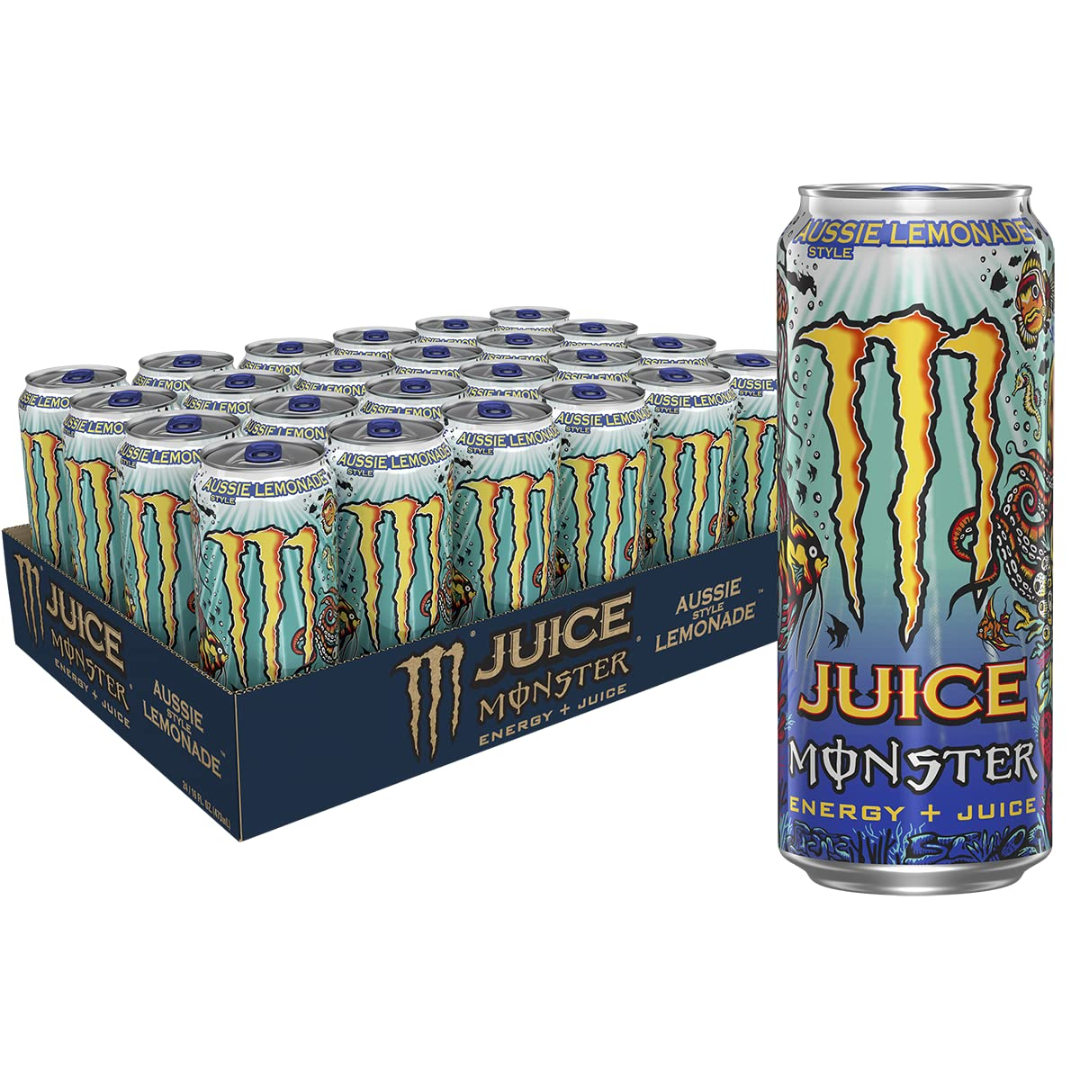Monster Energy Juice Aussie Style Lemonade, Energy + Juice, 16 Ounce - Pack of 24