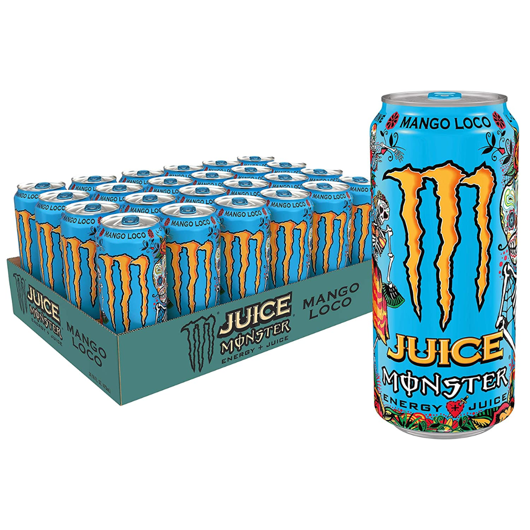 Monster Energy Juice Monster Mango Loco, Energy + Juice, Energy Drink, 16 Ounce - Pack of 24