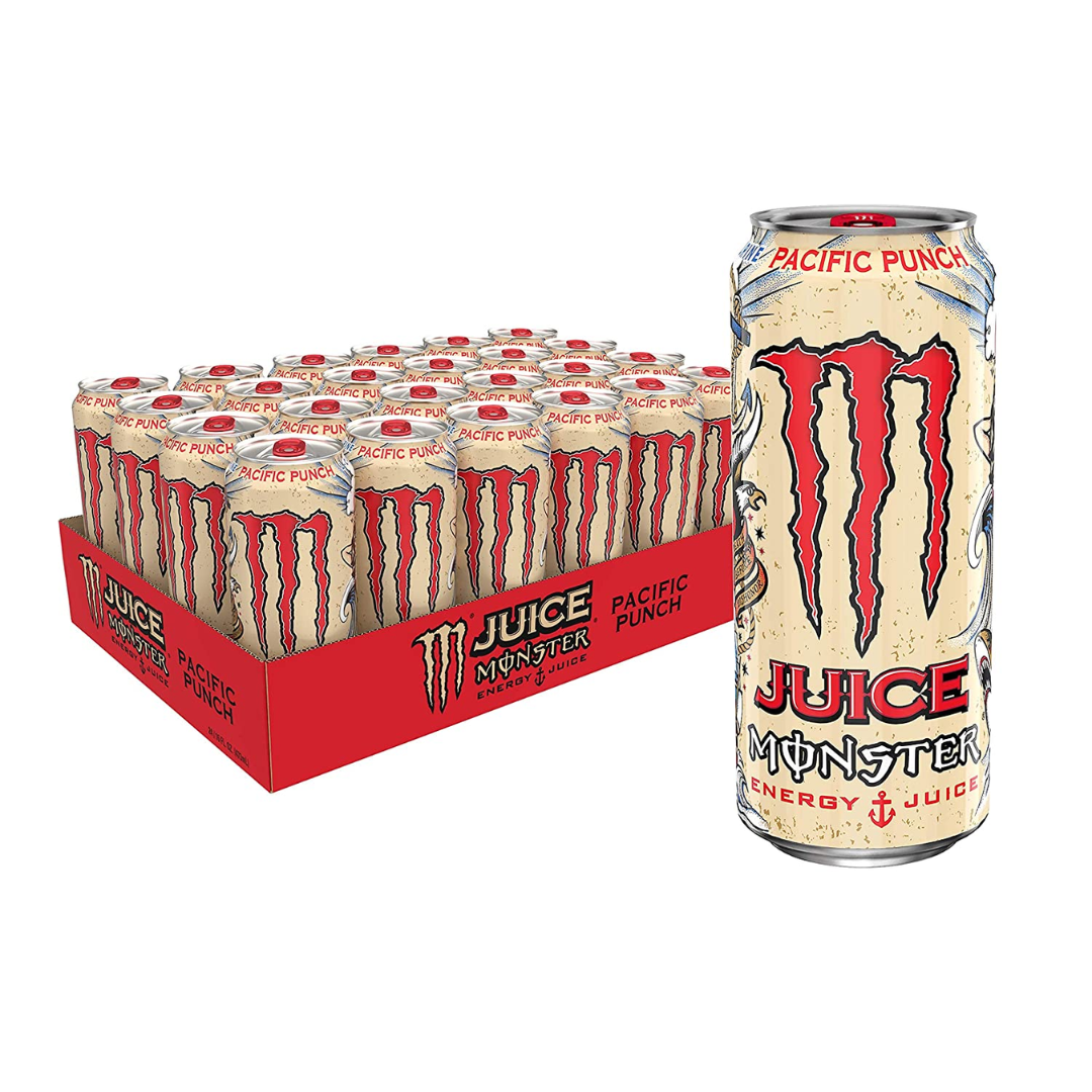 Juice Monster Pacific Punch, Energy + Juice, Energy Drink, 16 Ounce - Pack of 24