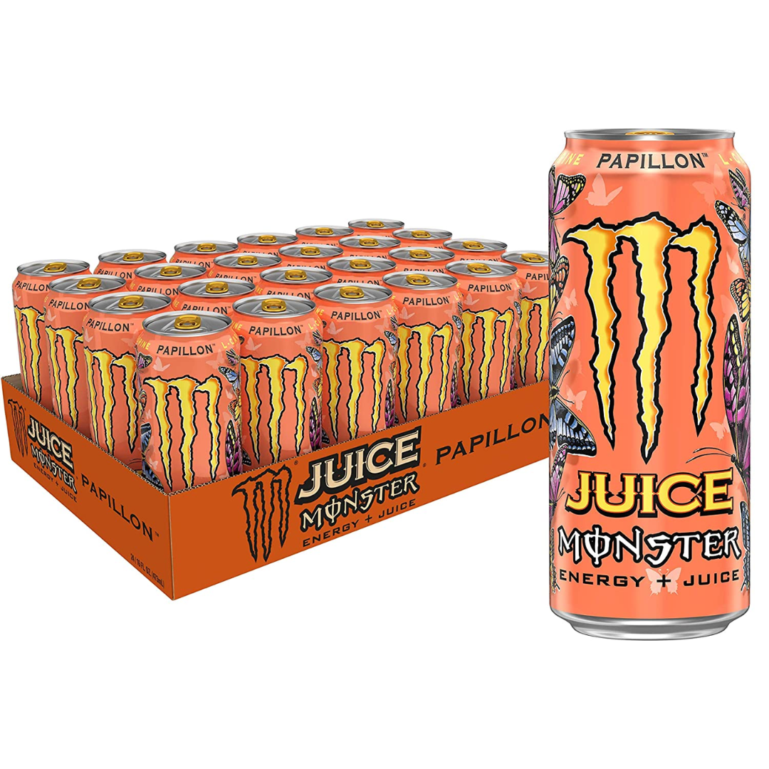 Monster Energy Juice Monster, Energy + Juice, Papillon, 16 Ounce - Pack of 24