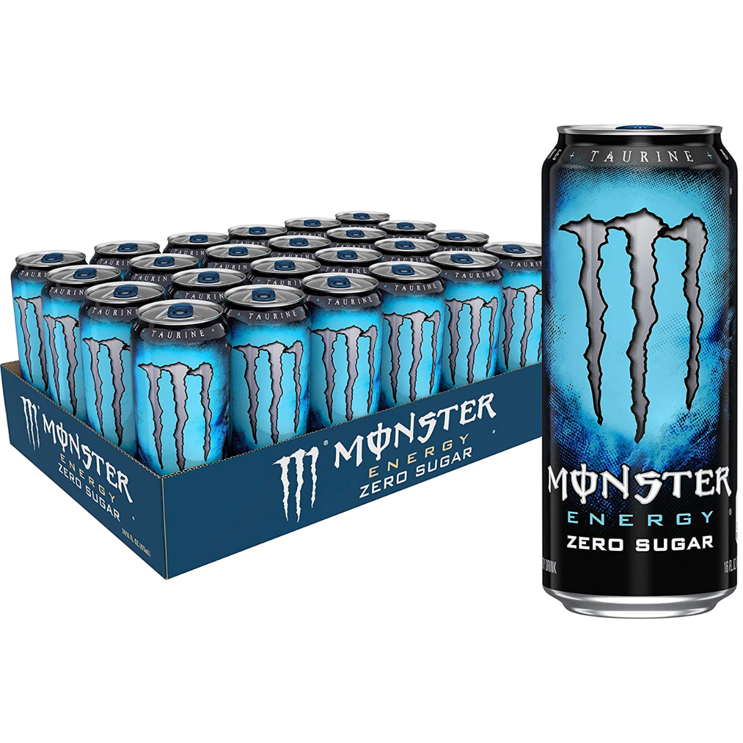 Monster Energy Zero Sugar, Low Calorie Energy Drink, 16 Ounce - Pack of 24