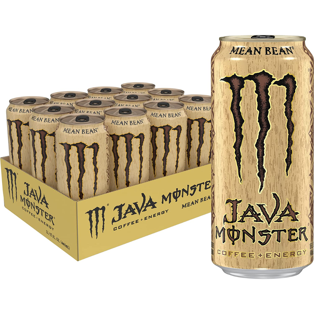 Monster Energy Java Monster Mean Bean, Coffee + Energy Drink, 15 Ounce - Pack of 12