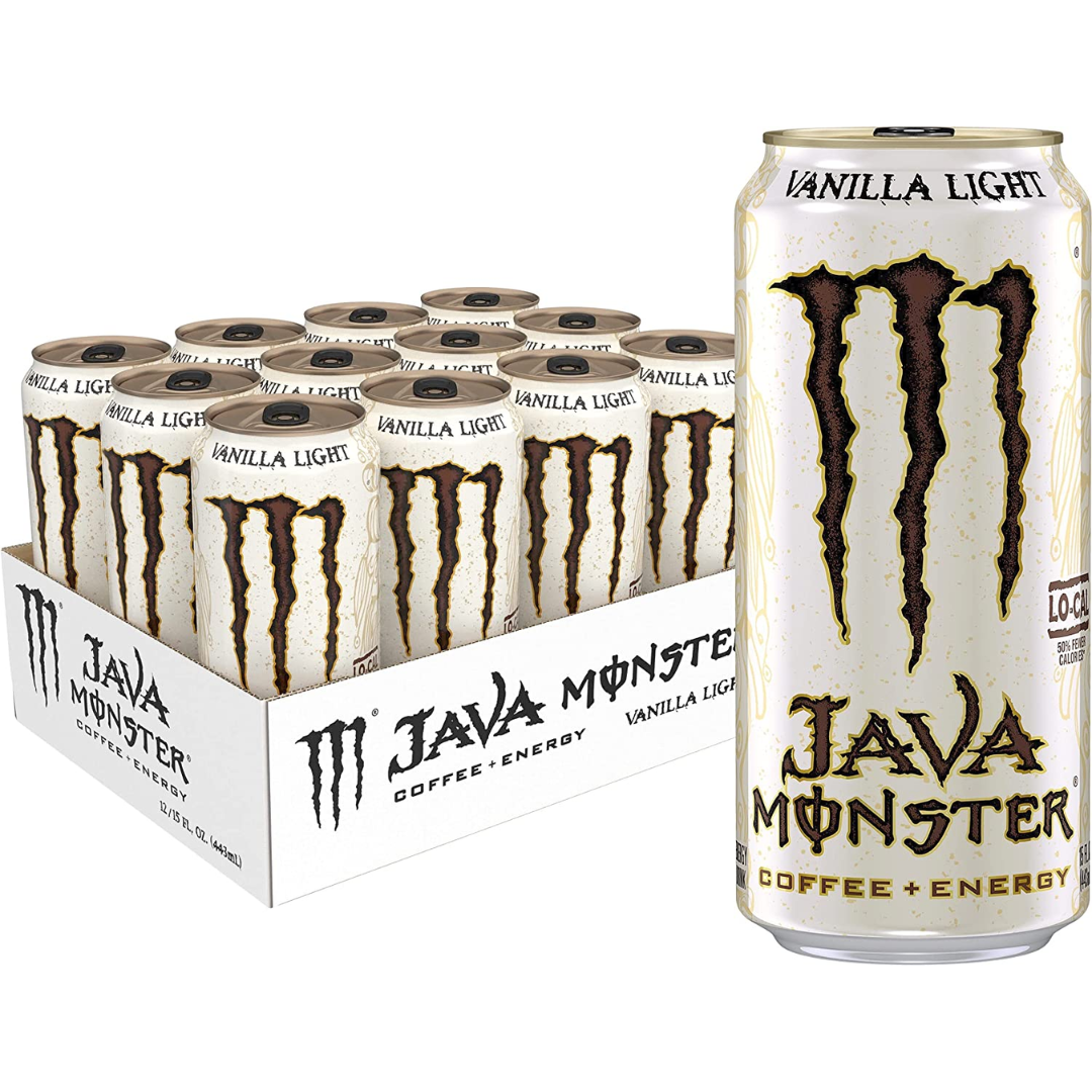 Monster Energy Java Monster Vanilla Light, Coffee + Energy Drink,15 Ounce - Pack of 12