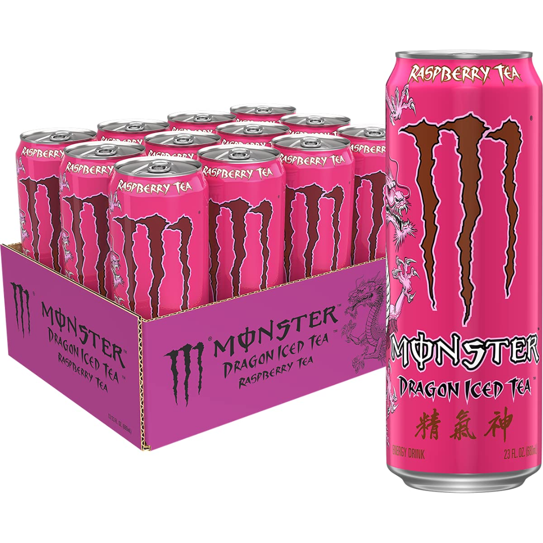 Monster Energy Dragon Iced Raspberry Tea, 23 Ounce - Pack of 12