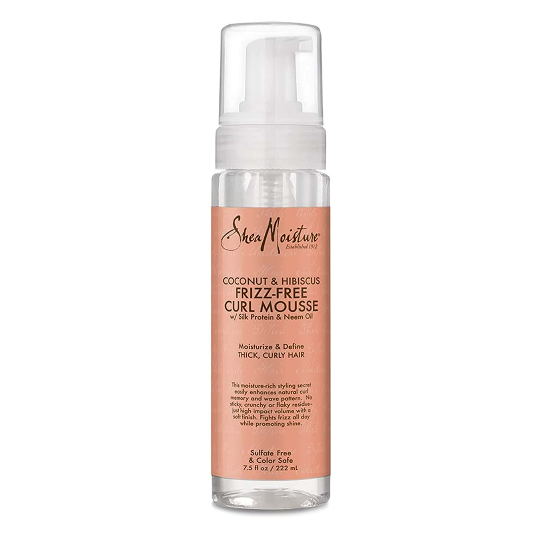 SheaMoisture Curl Mousse for Frizz Control Coconut and Hibiscus with Shea Butter 7.5 Ounce