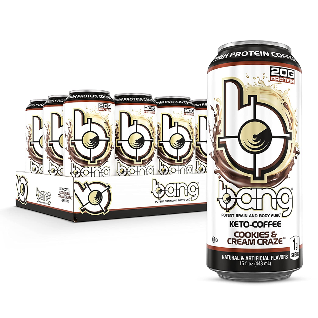BANG Cookies and Cream Keto Coffee Energy Drink,15 Ounce - Pack of 12