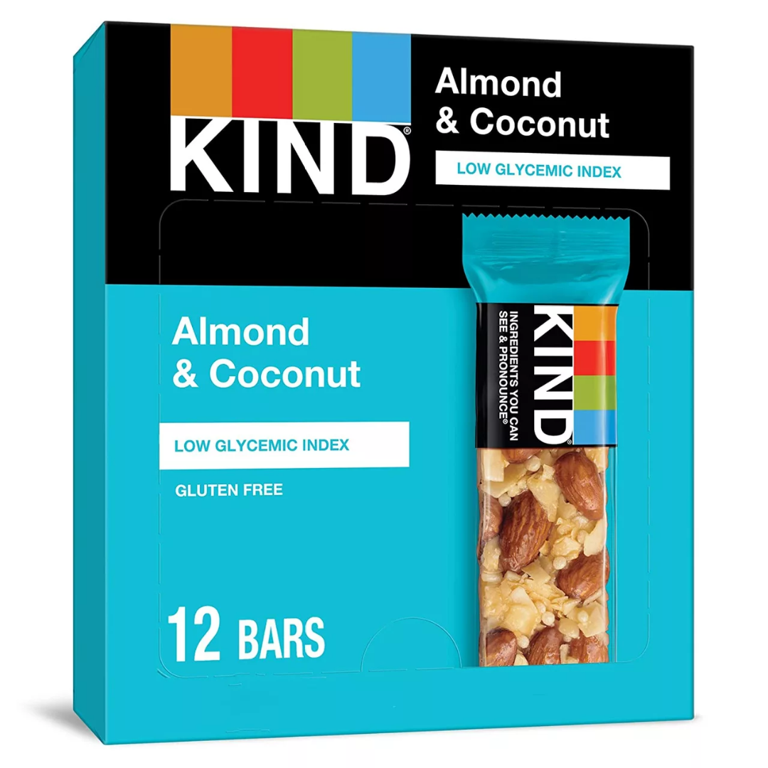 KIND Almond & Coconut Bars, Low Glycemic Index, Gluten Free Bars, 1.4 Ounce - 12 Count