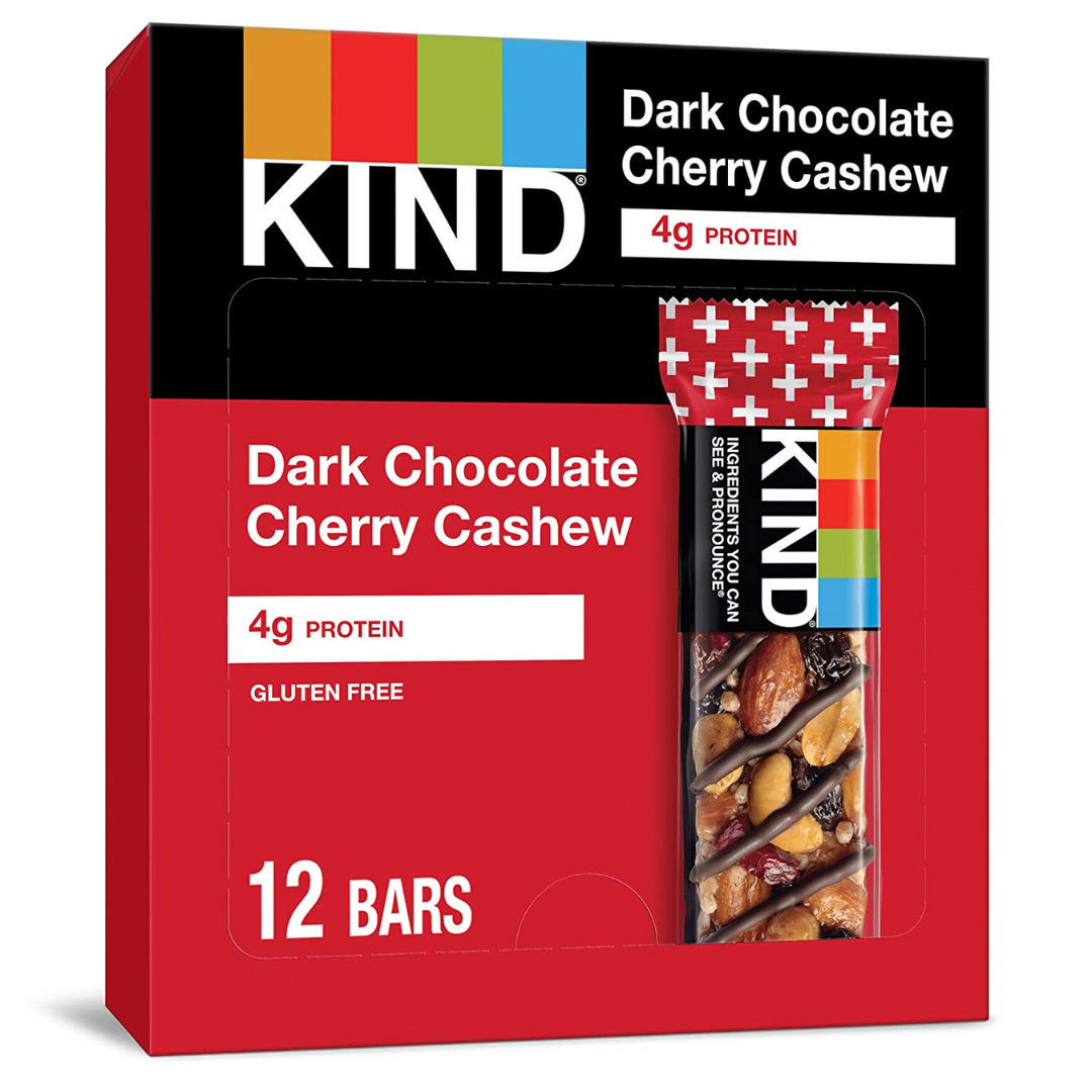 KIND Bars + Antioxidants Gluten Free, Dark Chocolate Cherry Cashew, 1.4 Ounce - 12 Count