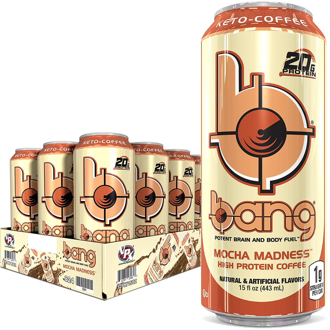 BANG Coffee Keto Coffee Mocha Madness Energy Drink, 15 Ounce - Pack of 12