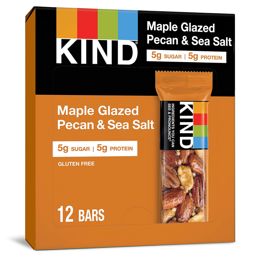 KIND Bars, Maple Glazed Pecan & Sea Salt, Gluten Free, Low Glycemic Index, 1.4 Ounce - 12 Count