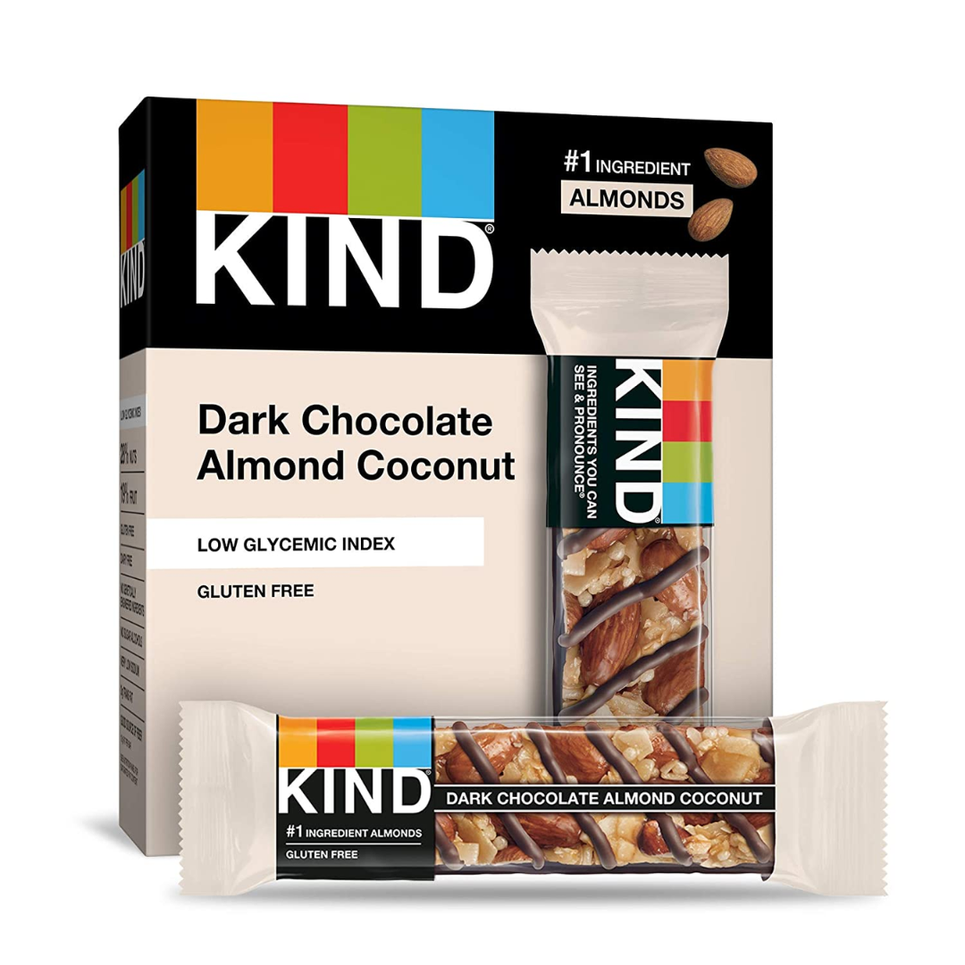KIND Nut Bars, Dark Chocolate Almond Coconut, Gluten Free, Low Glycemic Index, 3g Protein, 1.4 Ounce - 60 Count