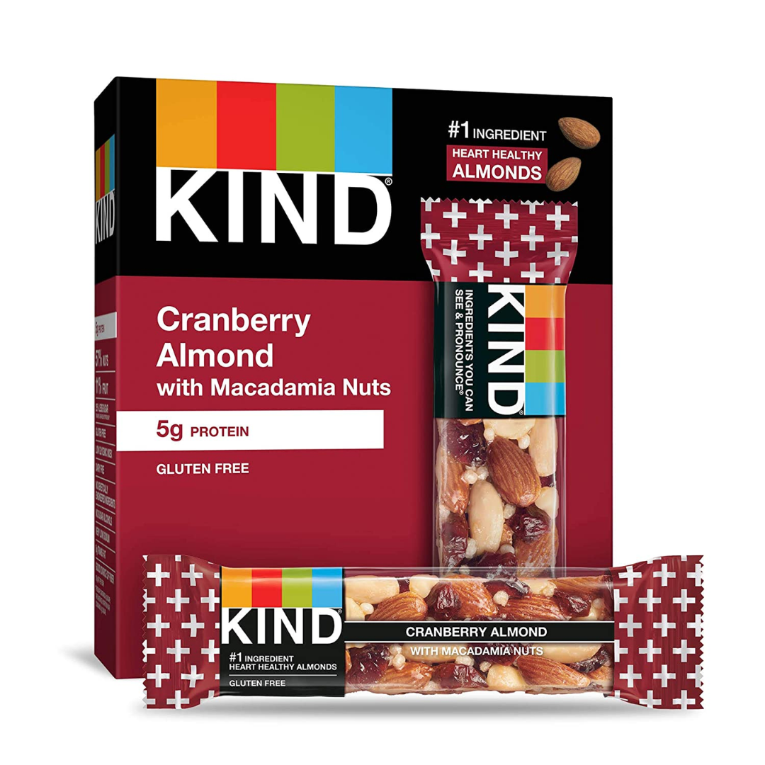 KIND Nut Bars, Cranberry Almond, Gluten Free, Low Glycemic Index, 5g Protein, 1.4 Ounce - 60 Count