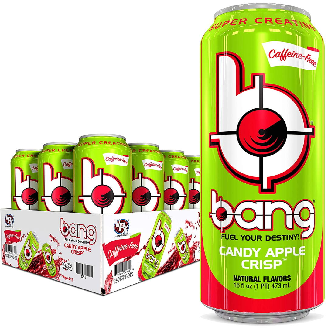 Bang Caffeine Free Candy Apple Crisp Energy Drink, 16 Ounce - Pack of 12