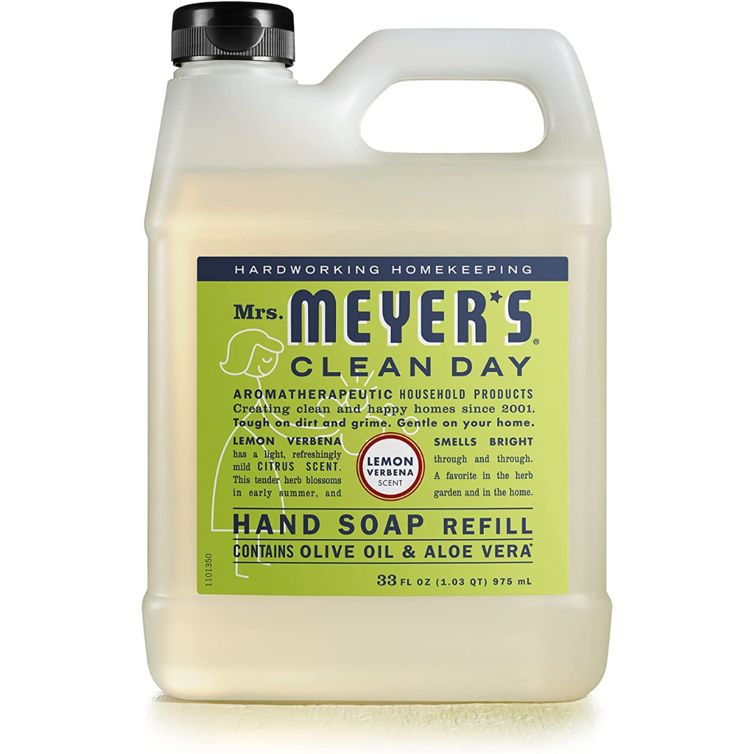Mrs. Meyer's Hand Soap Refill, Made with Essential Oils, Biodegradable Formula, Lemon Verbena, - 33 Fl Ounce