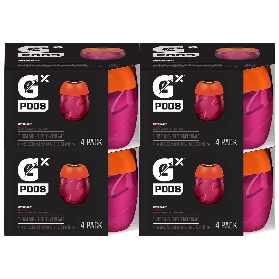 Gatorade Gx Hydration System, Non-Slip Gx Sports Drink Concentrate Pods, Grape
