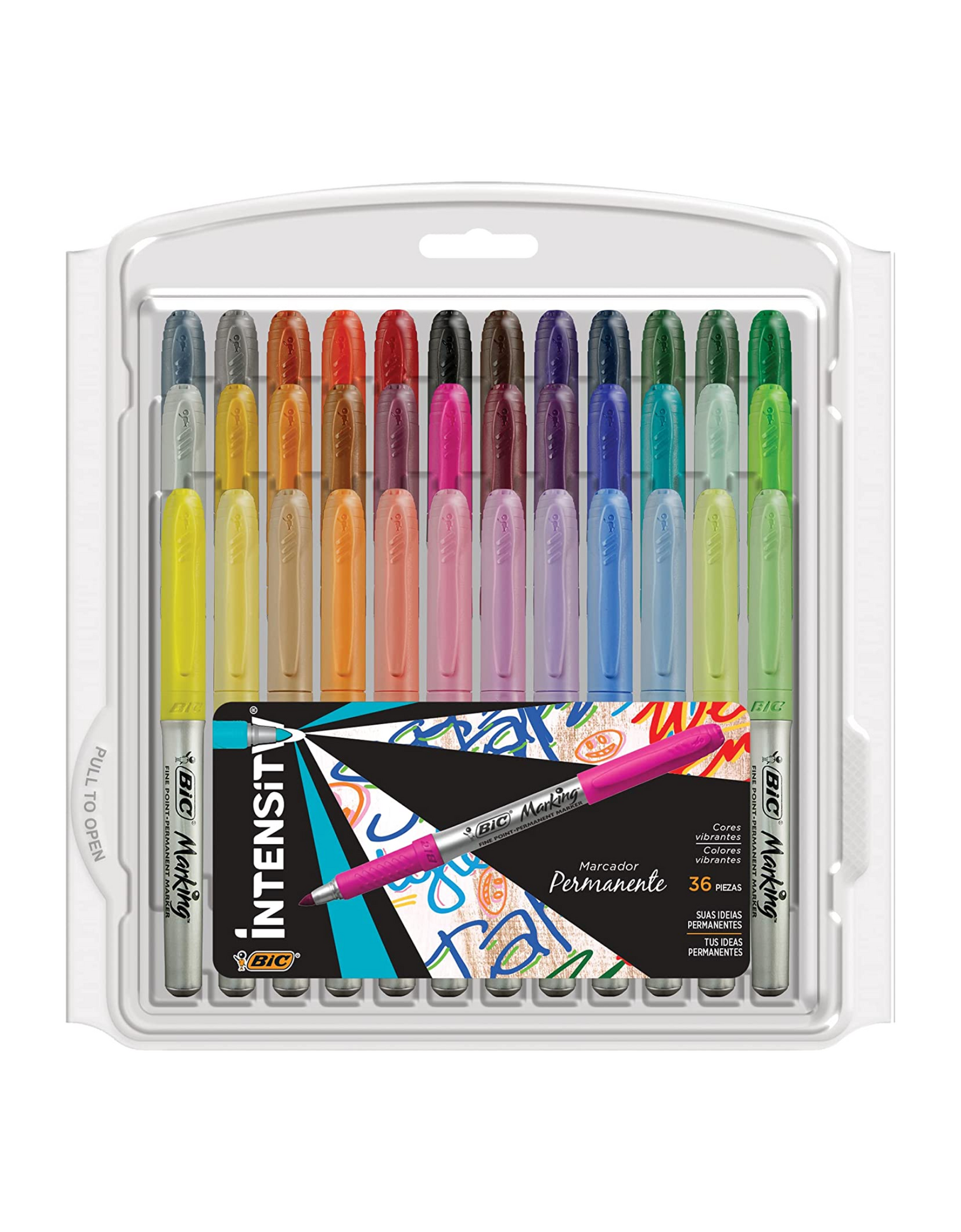 BIC Intensity Fashion Permanent Markers, Fine Point, Assorted Colors, 36 Ct