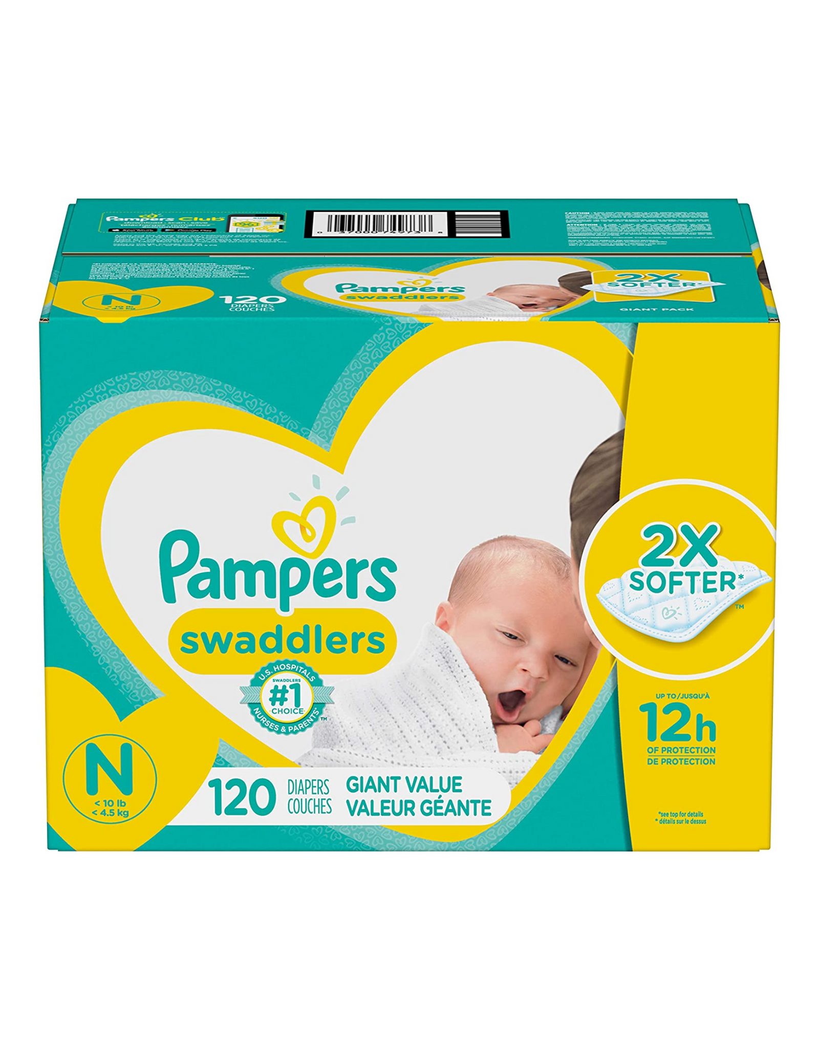 Baby Diapers Newborn/Size 0 (< 10 lb), 120 Ct Pampers Swaddlers (Packaging May Vary)