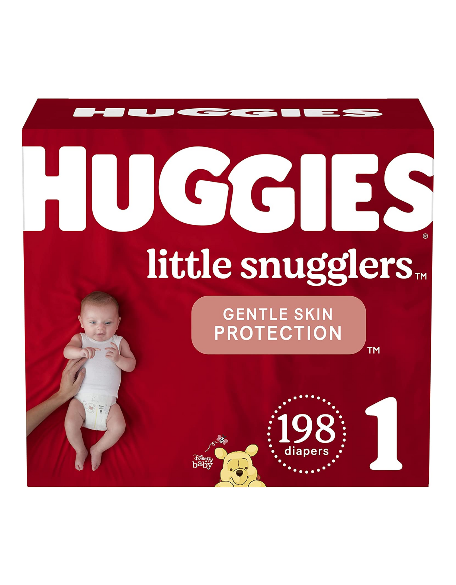 Baby Diapers Size 1, 198 Ct, Huggies Little Snugglers, Little Gentle Skin protection