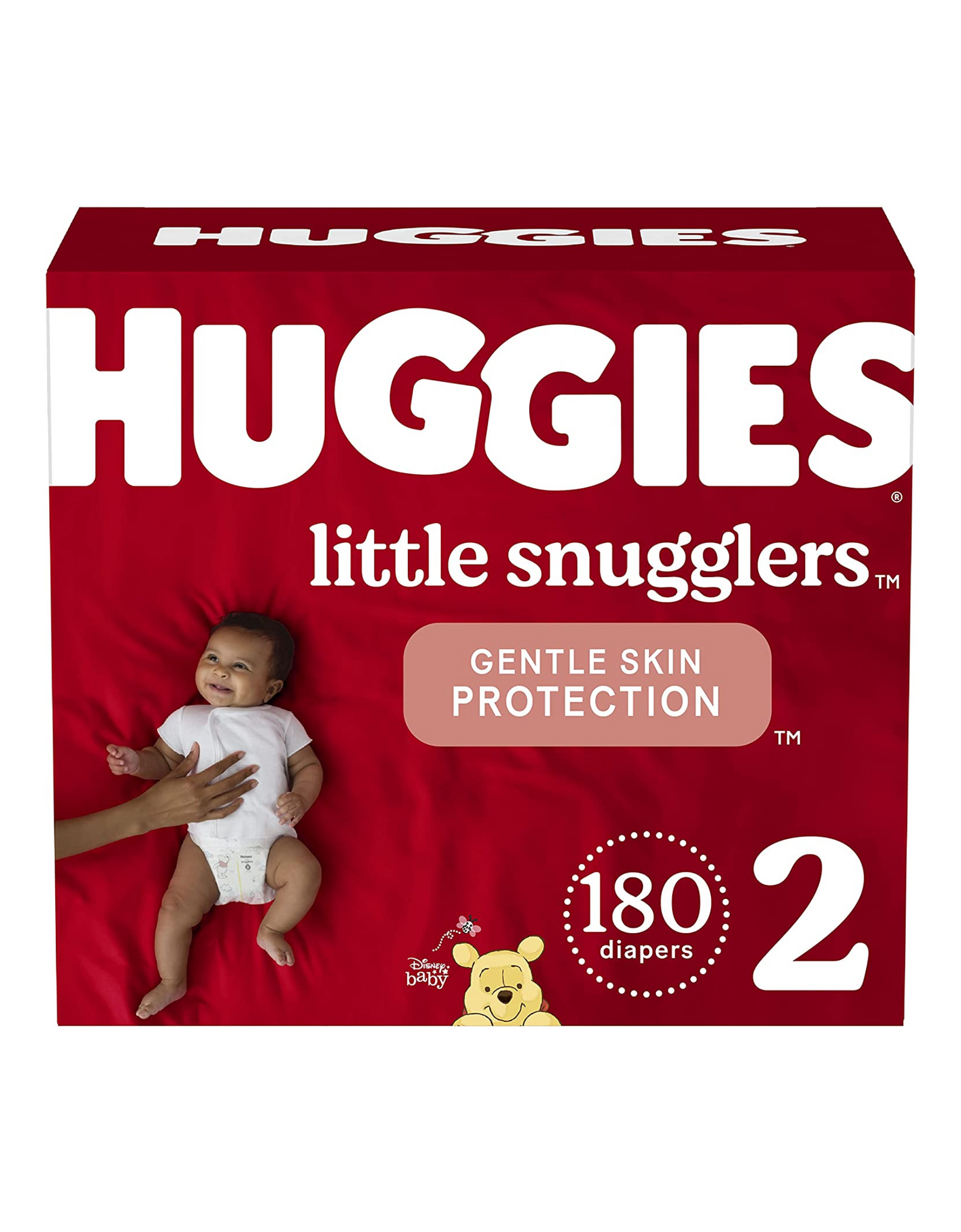 Baby Diapers Size 2 (12-18 lbs), 180 Ct, Huggies Little Snugglers, Little Gentle Skin protection