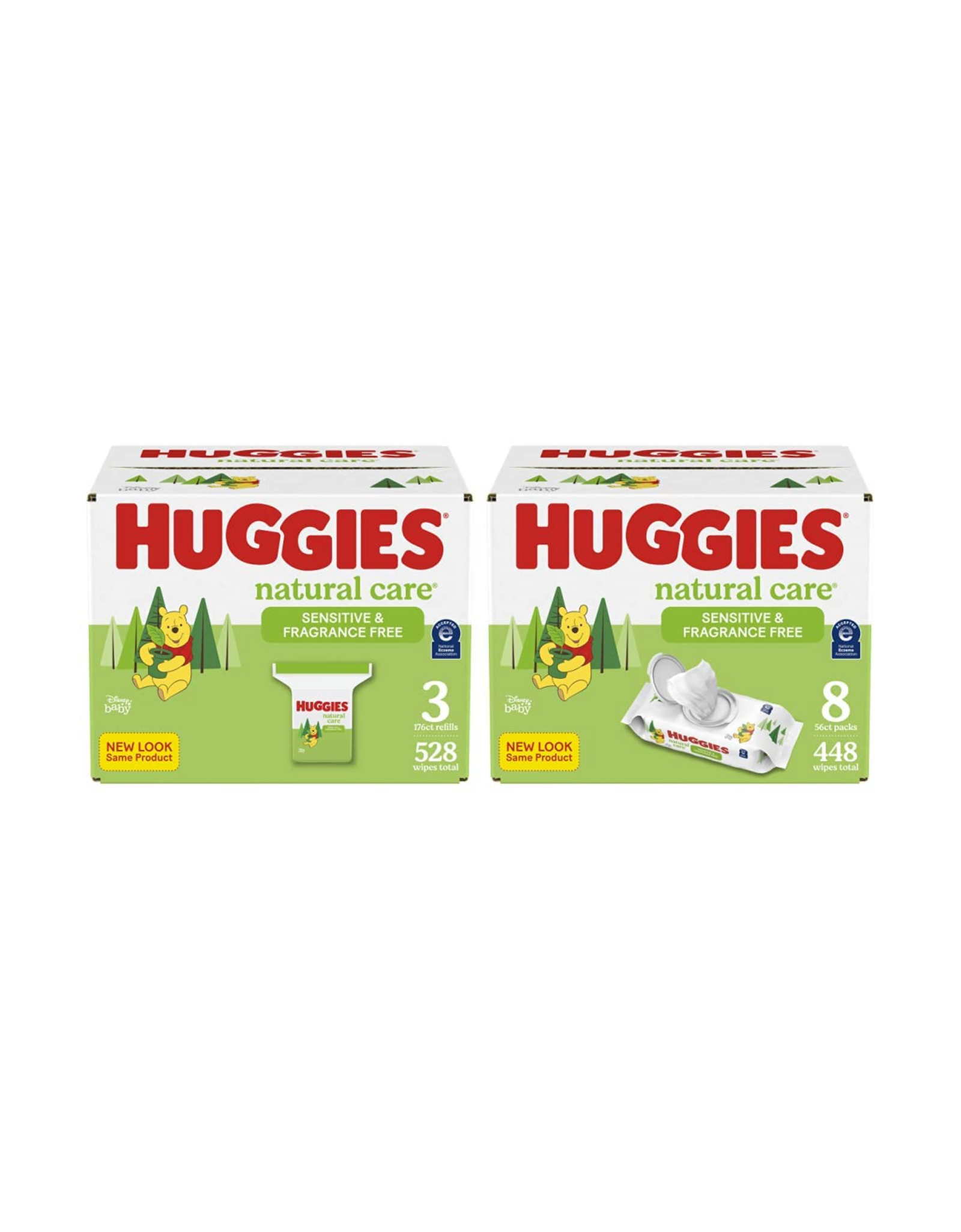 Baby Wipes Bundle: Huggies Natural Care & Fragrance Free Unscented, 448 Wipes Total (8 Packs) and 528 Wipes Total (3 Refill Packs)