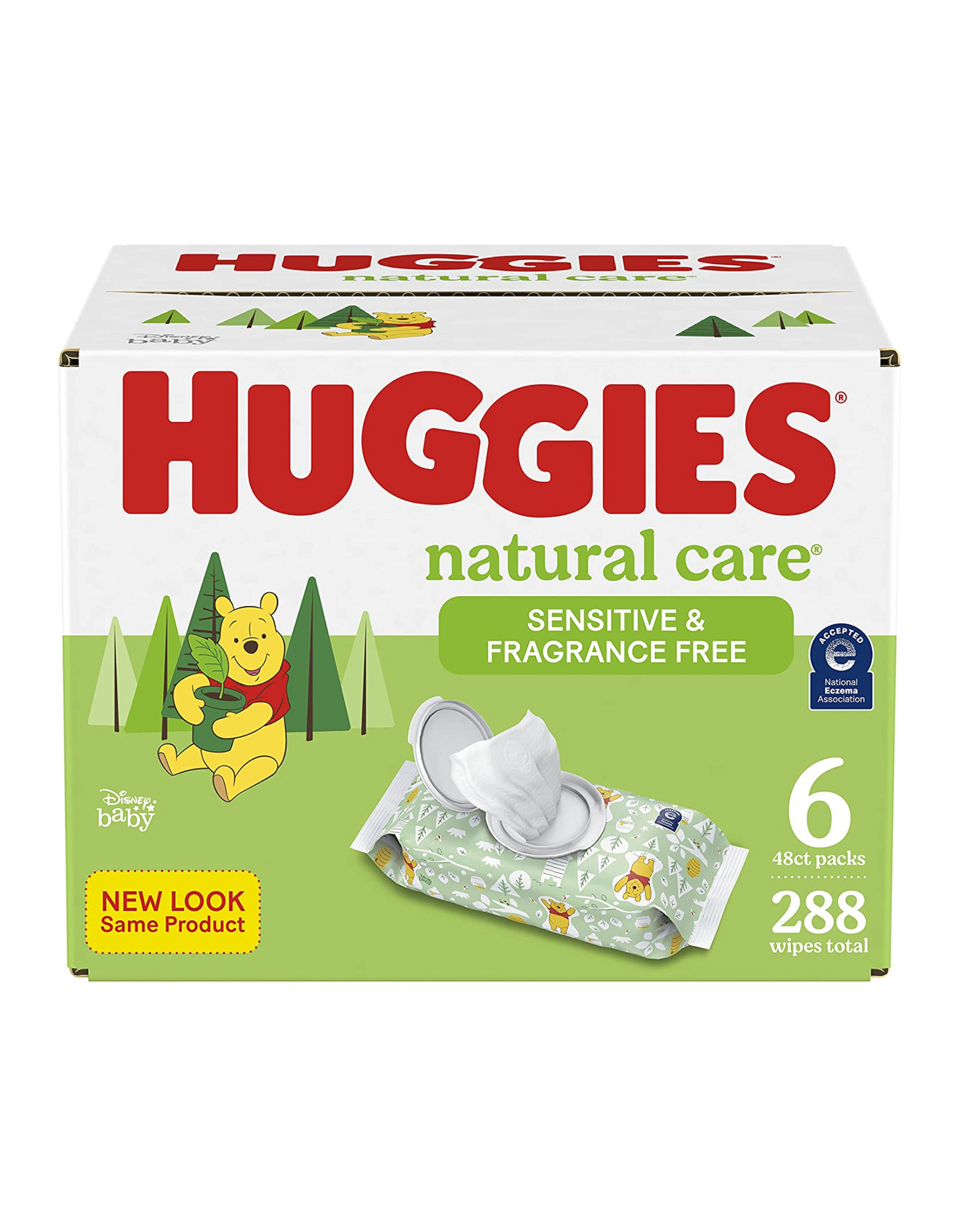 Baby Wipes, Huggies Natural Care Sensitive & Fragrance Free, 288 Wipes Total (6 Packs)
