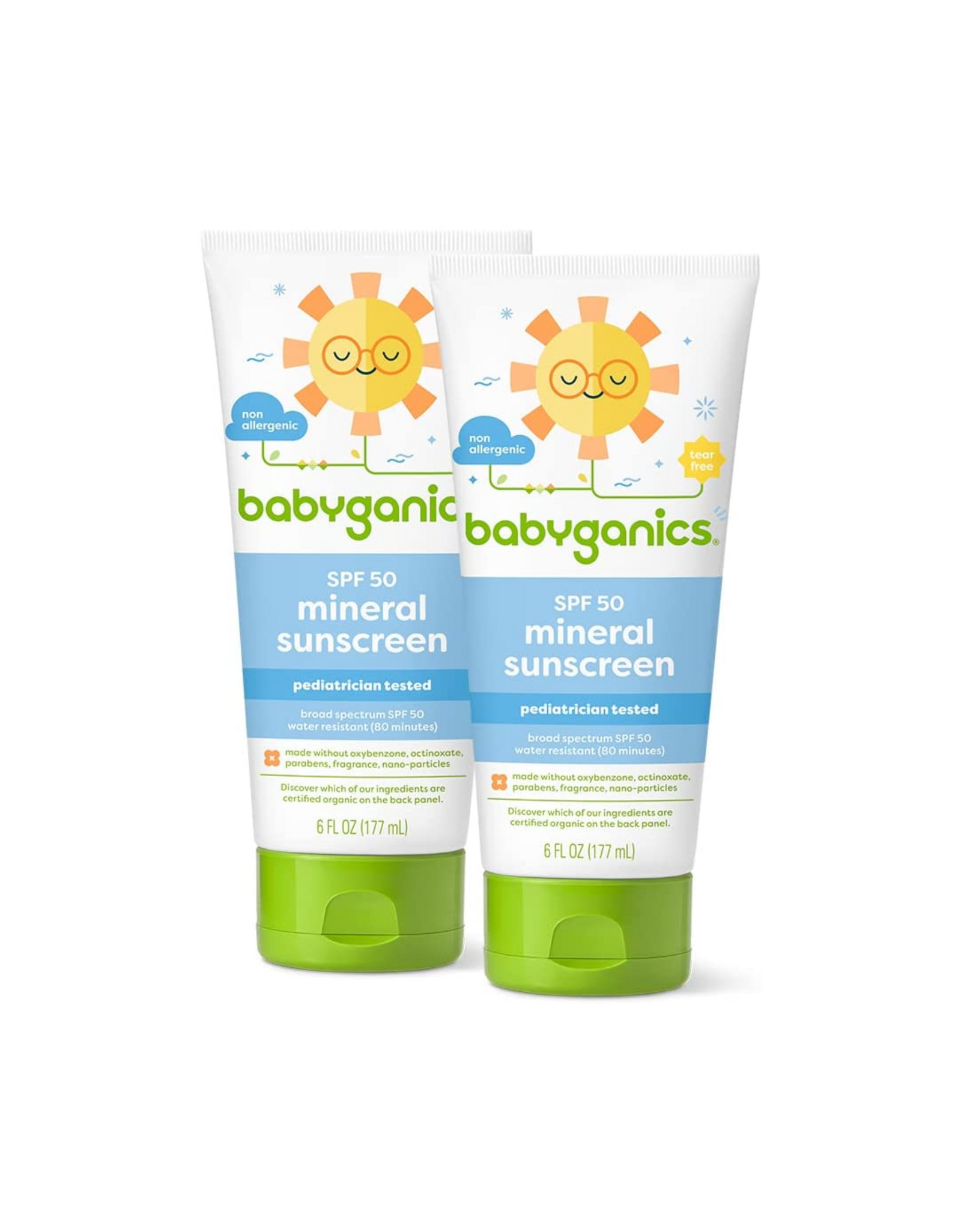 Babyganics SPF 50 Baby Sunscreen Lotion UVA UVB Protection, 6 fl oz (Pack of 2)