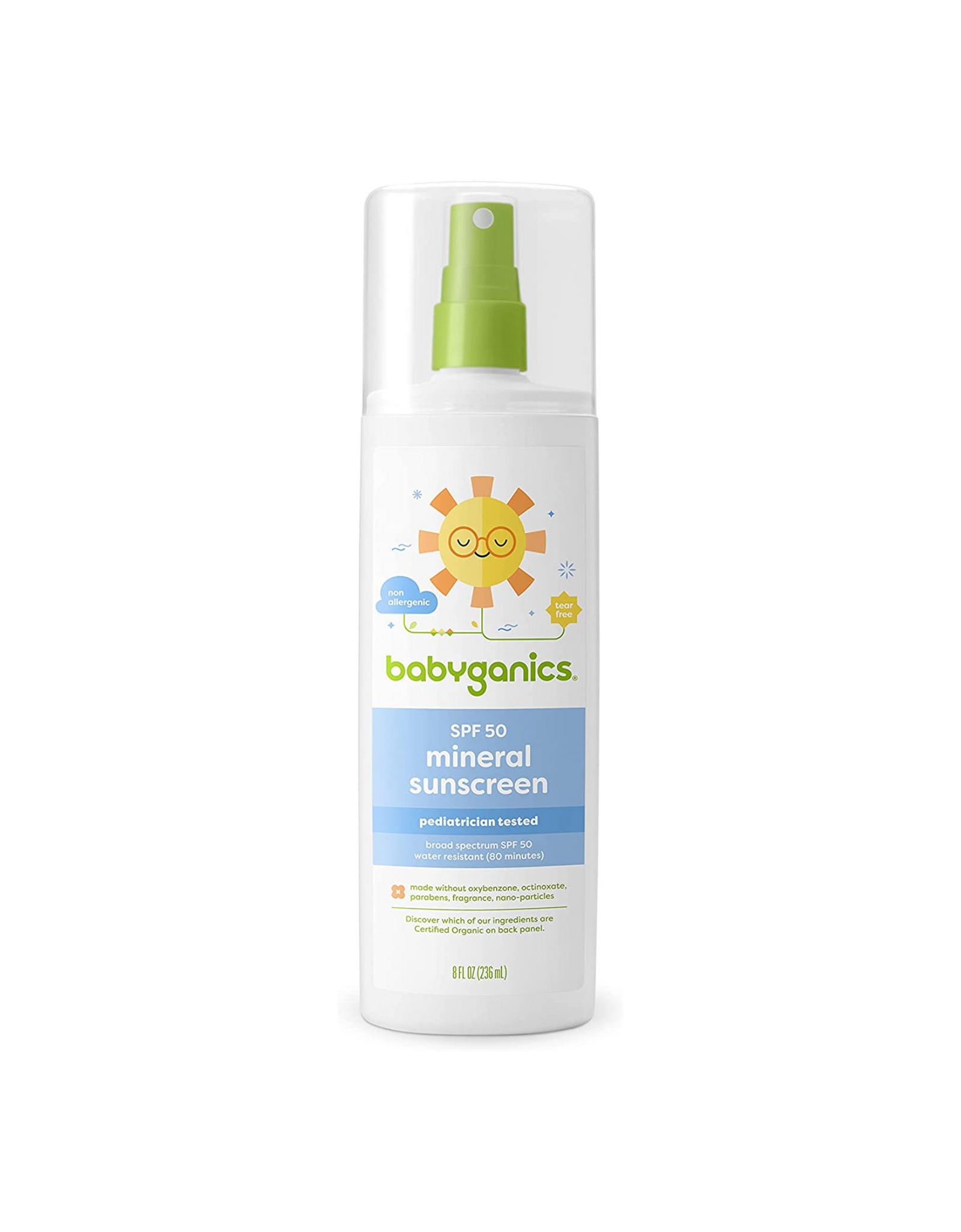 Babyganics SPF 50 Mineral Baby Sunscreen Spray, 8 oz (Pack of 1)