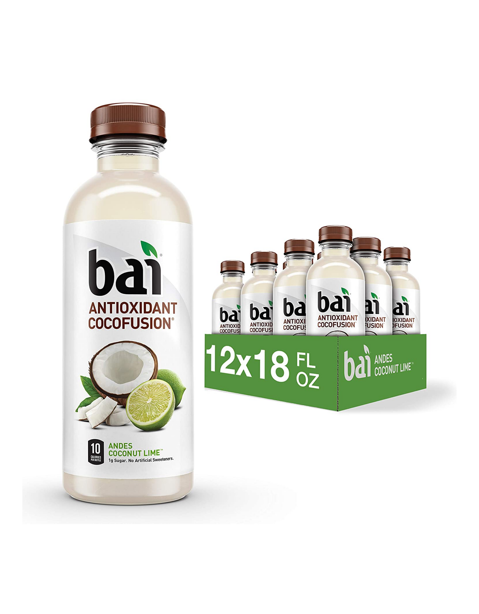Bai Coconut Flavored Water, Antioxidant Cocofusion, Andes Coconut Lime, 18 fl oz (Pack of 12)
