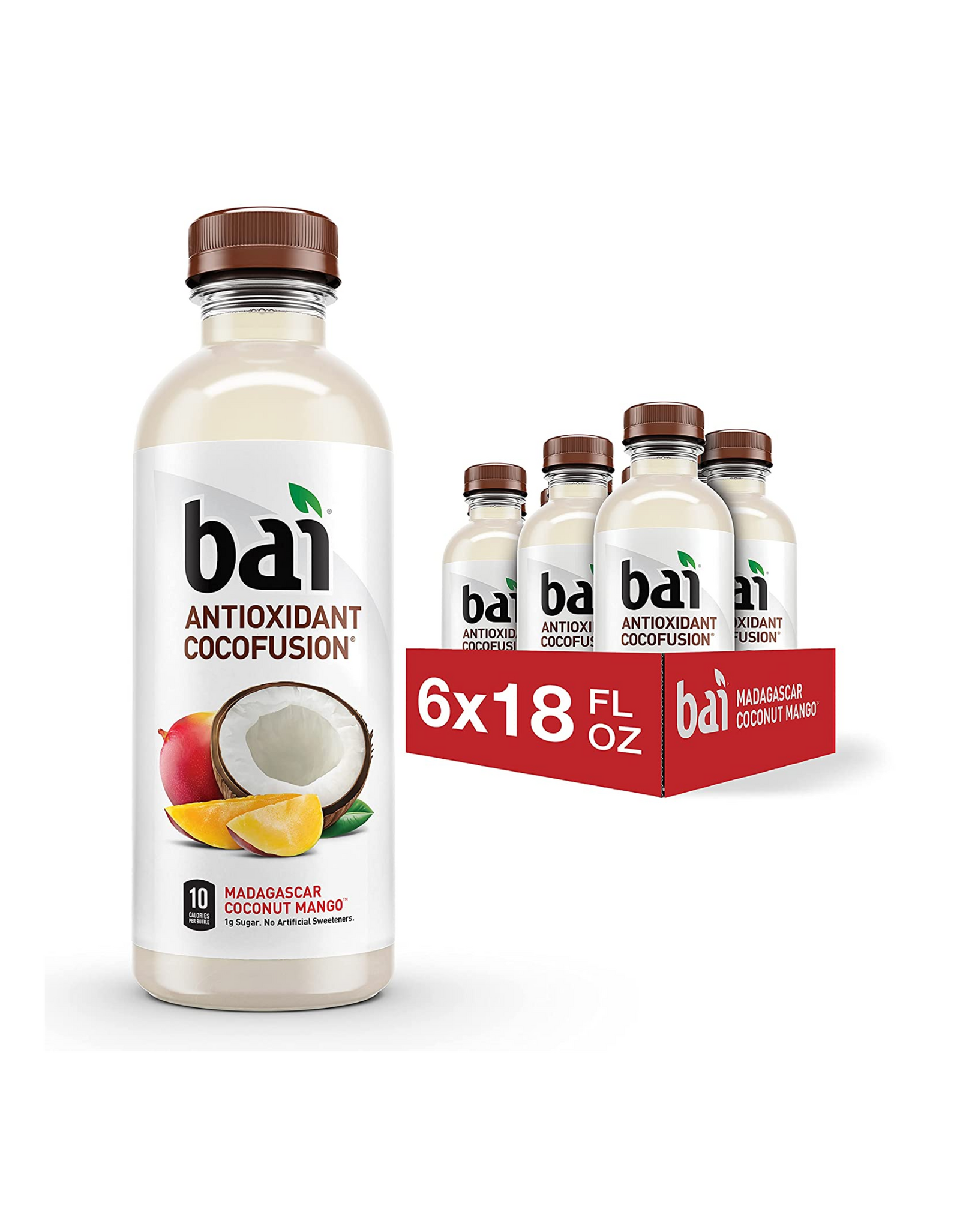 Bai Coconut Flavored Water, Antioxidant Cocofusion, Madagascar Coconut Mango, 18 fl oz (Pack of 6)