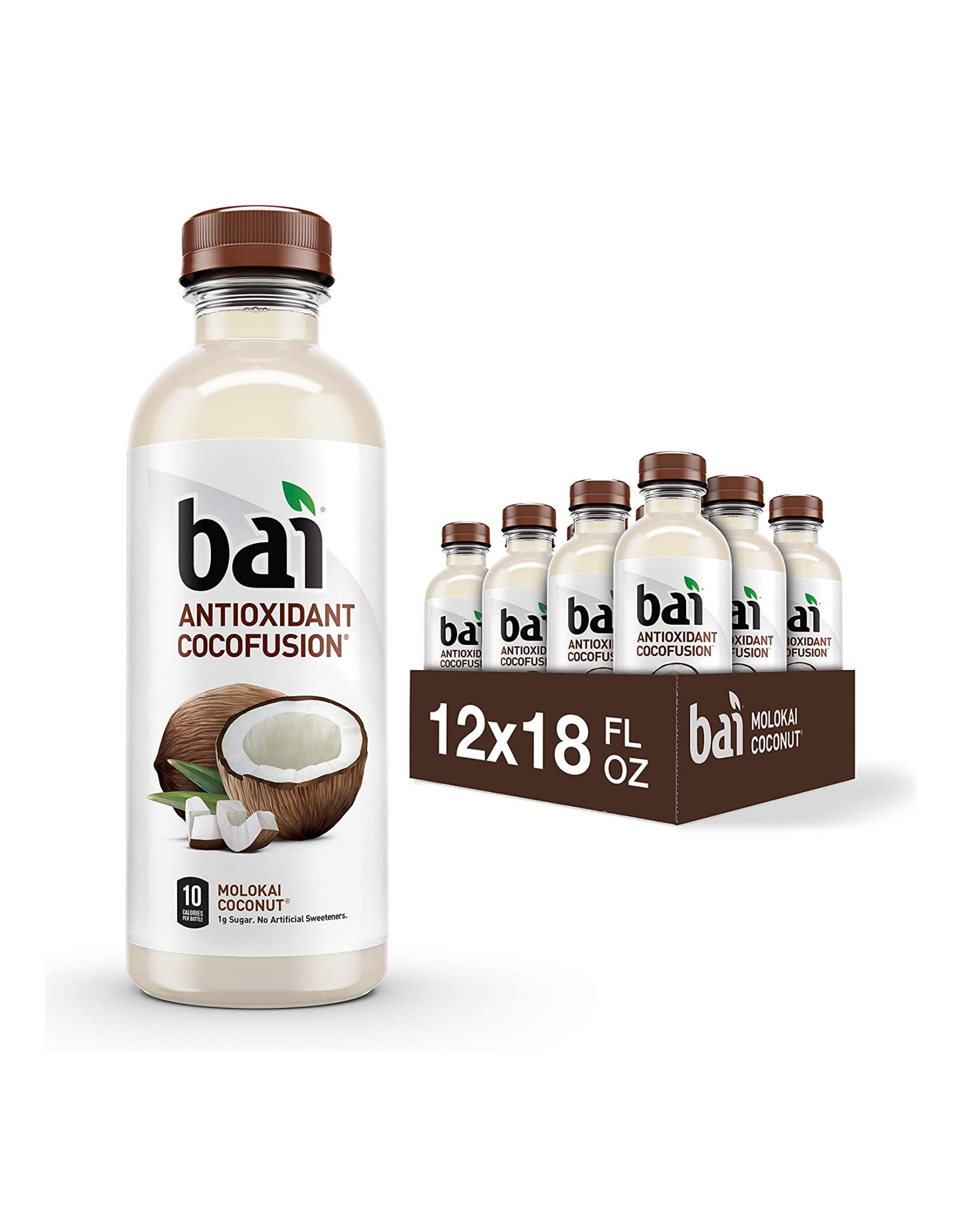 Bai Coconut Flavored Water, Antioxidant Cocofusion, Molokai Coconut, 18 fl oz (Pack of 12)