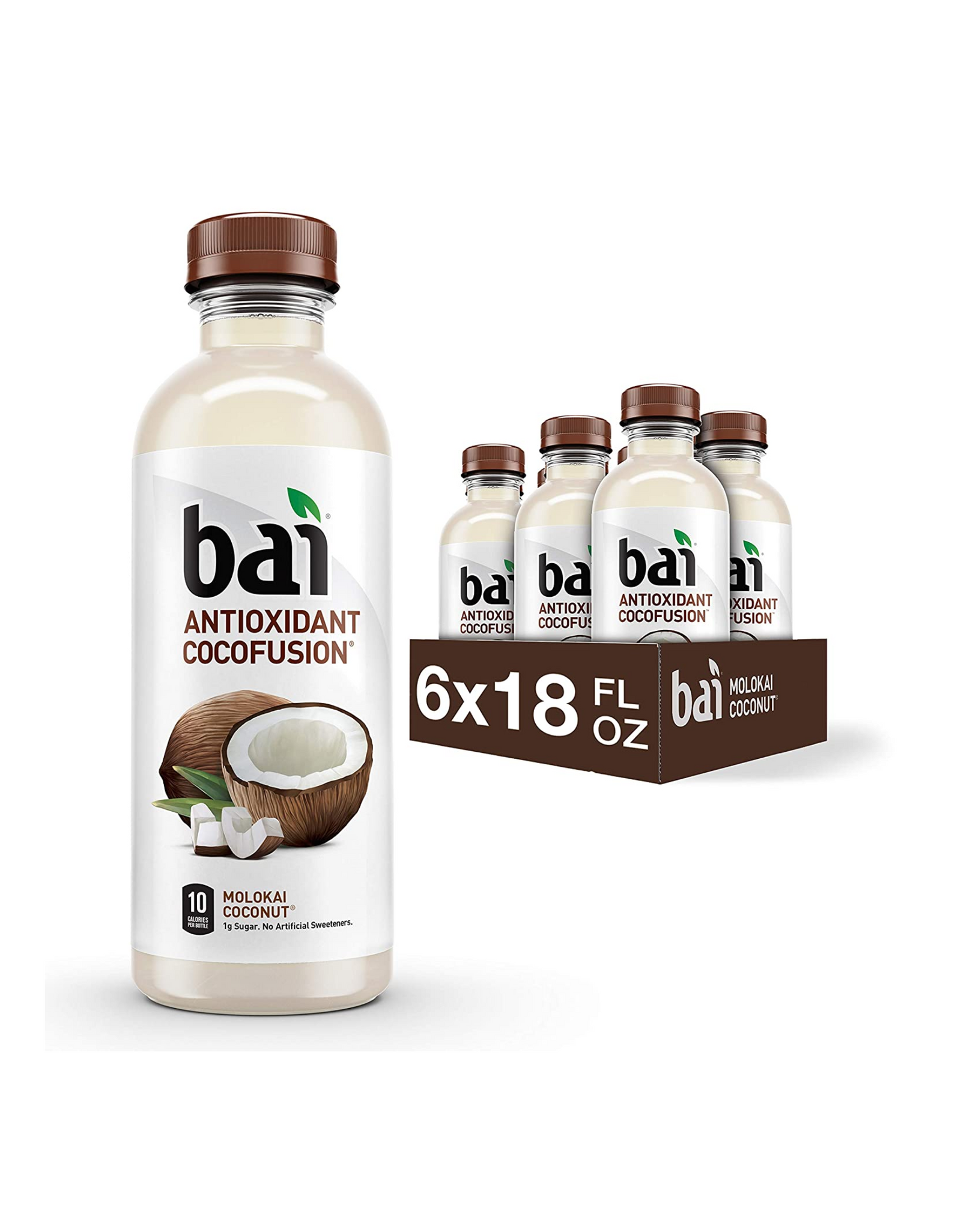 Bai Coconut Flavored Water, Antioxidant Cocofusion, Molokai Coconut, 18 fl oz (Pack of 6)