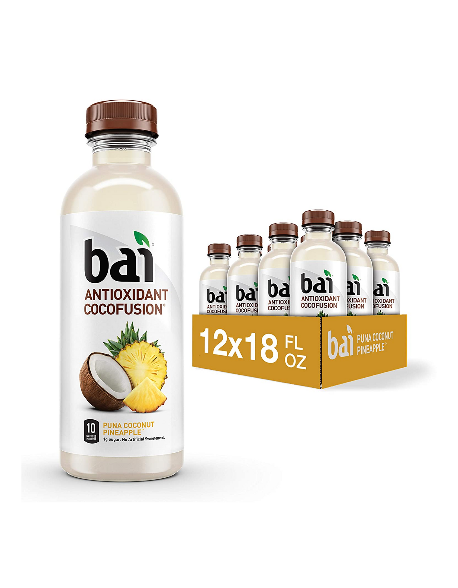 Bai Coconut Flavored Water, Antioxidant Cocofusion, Puna Coconut Pineapple, 18 fl oz (Pack of 12)