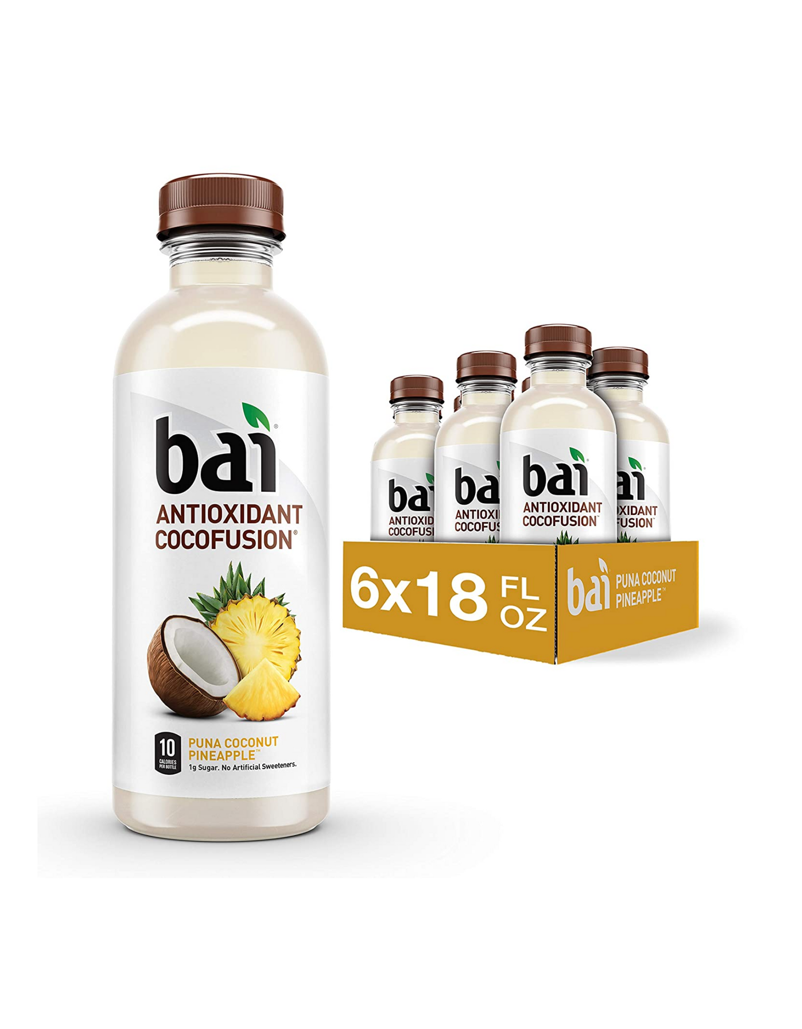 Bai Coconut Flavored Water, Antioxidant Cocofusion, Puna Coconut Pineapple, 18 fl oz (Pack of 6)