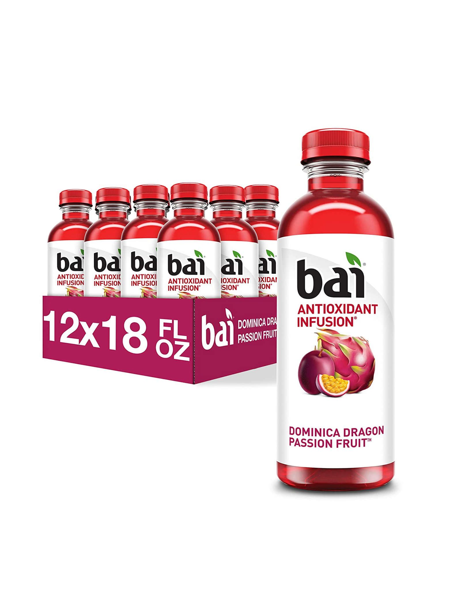 Bai Dominica Dragon Passionfruit, Antioxidant Infusion, 18 fl oz (Pack of 12)