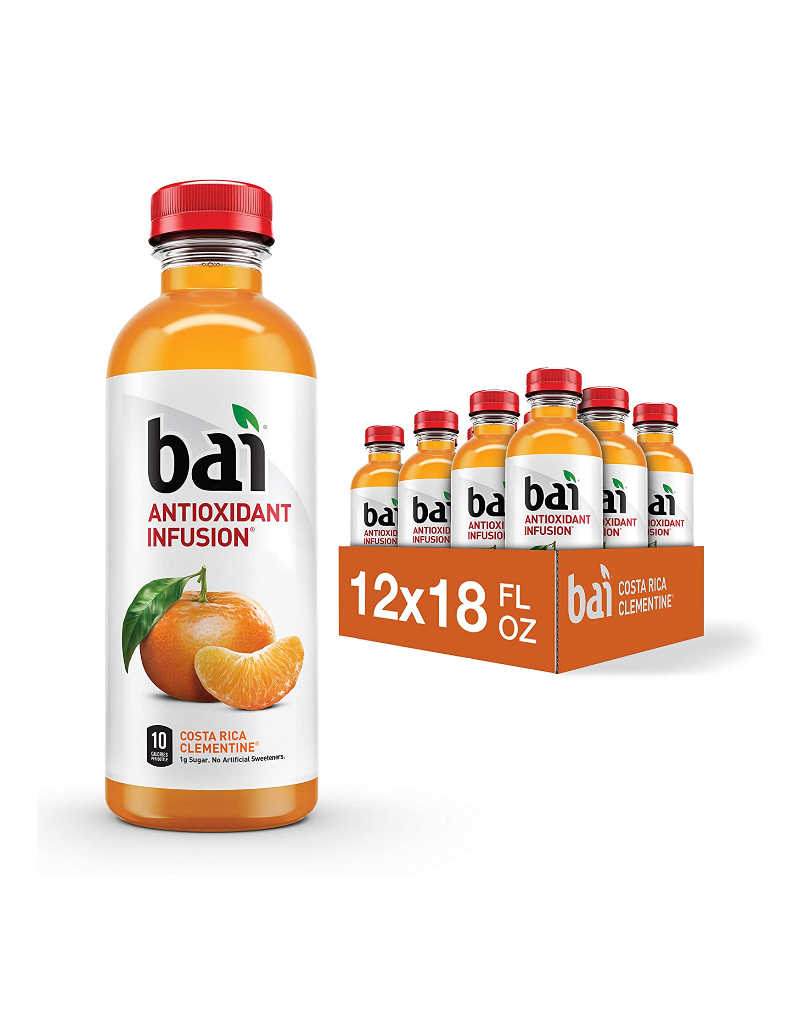 Bai Flavored Water, Antioxidant Infused Drinks, Costa Rica Clementine, 18 fl oz (Pack of 12)